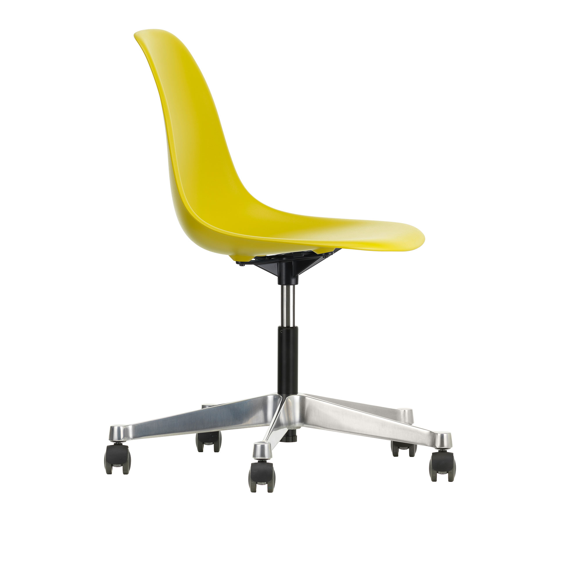 Vitra - Eames Plastic Chair PSCC - 34 Mustard - Castors Hard - Skrivbordsstolar - Charles & Ray Eames - Gul