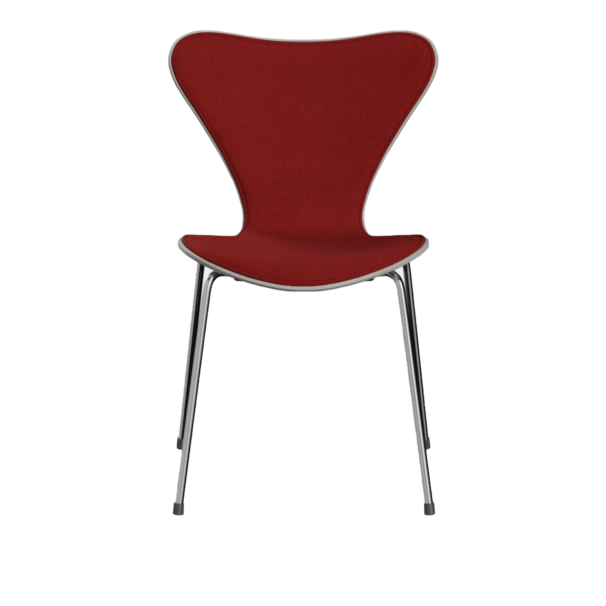 Fritz Hansen - 3107 Sjuan - Framsidesklädd, Nine Grey, Tyg, Tonus 207 - Matstolar - designer_arne_jacobsen - Röd - Metall/Trä/Textilmaterial