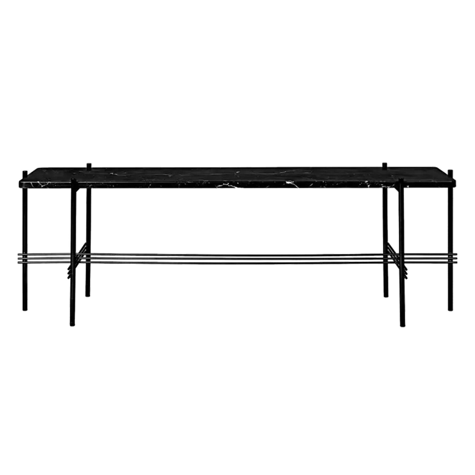 Gubi - Ts Console Table 1 Rack Black Marquina/Black Frame - Avlastningsbord - GamFratesi - Metall/Sten