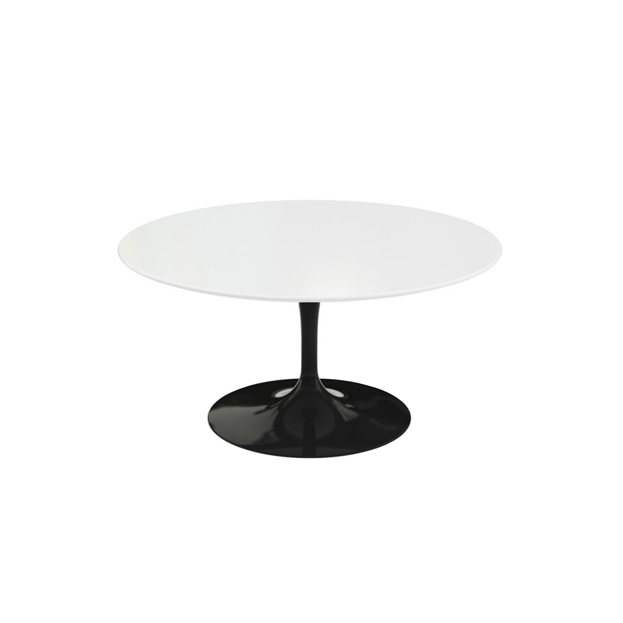 Knoll - Saarinen Low Round Table For Outdoor, H: 38 cm, Ø 91 cm, Svart underrede - Soffbord utomhus - Eero Saarinen - Vit - Metall/Plast