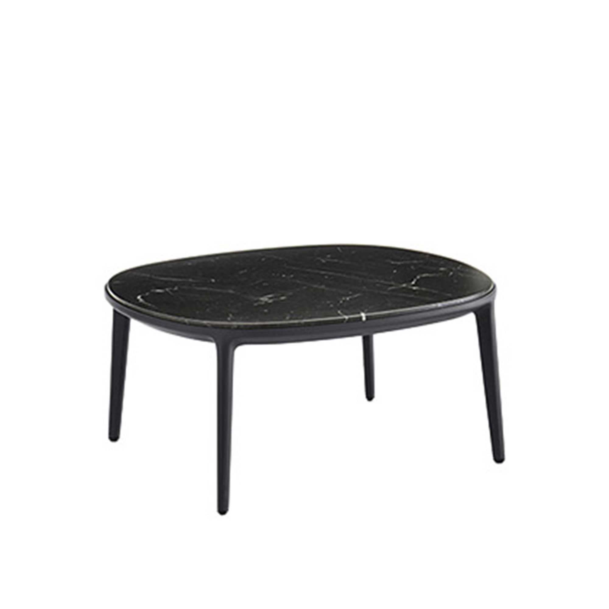 Maxalto - Caratos Small Table 61,5, Graphite painted, Marquinia Black Marble top - Småbord & sidobord - Antonio Citterio - Vit - Metall/Sten
