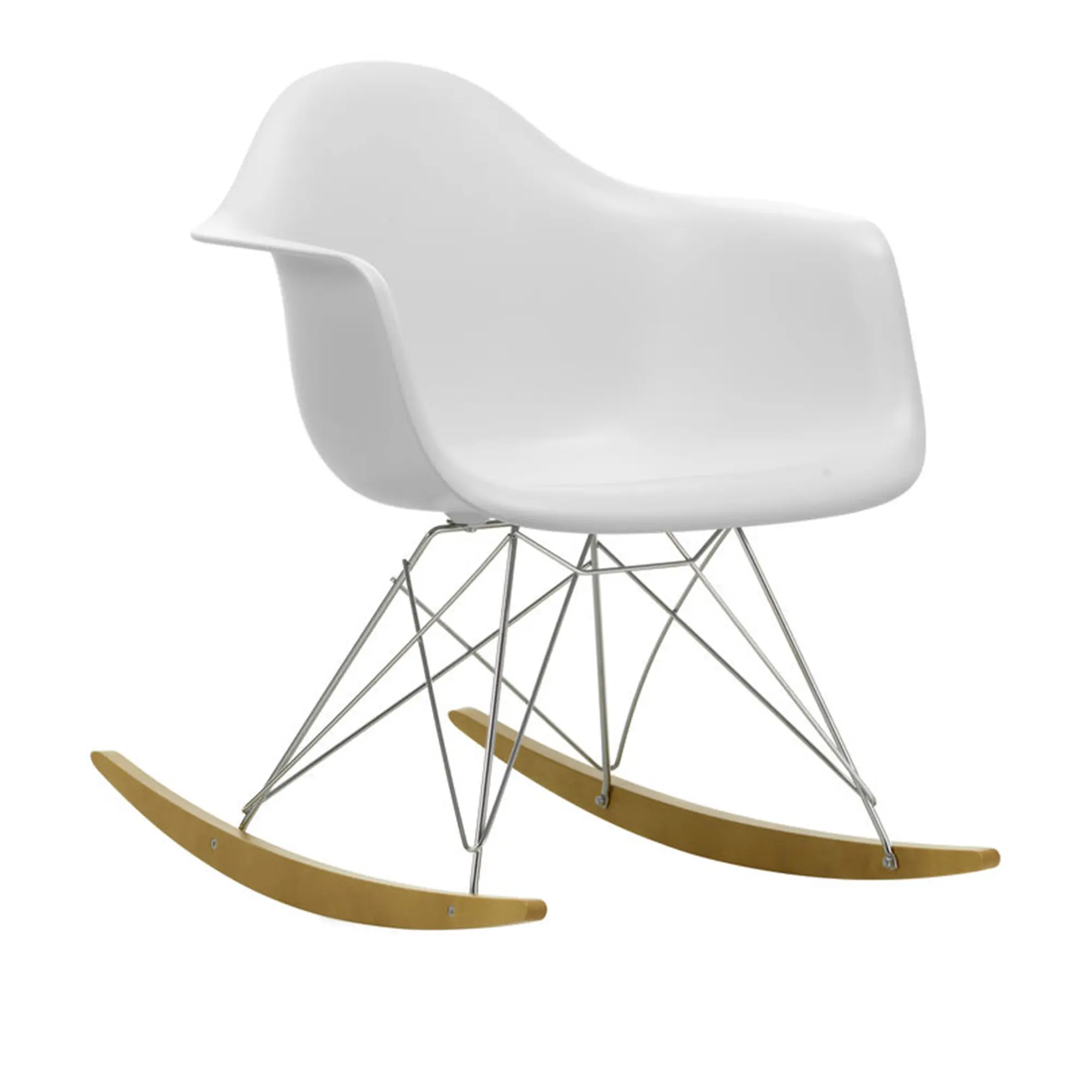 Eames RE Plastic Armchair RAR gungstol Chrome/Golden Maple