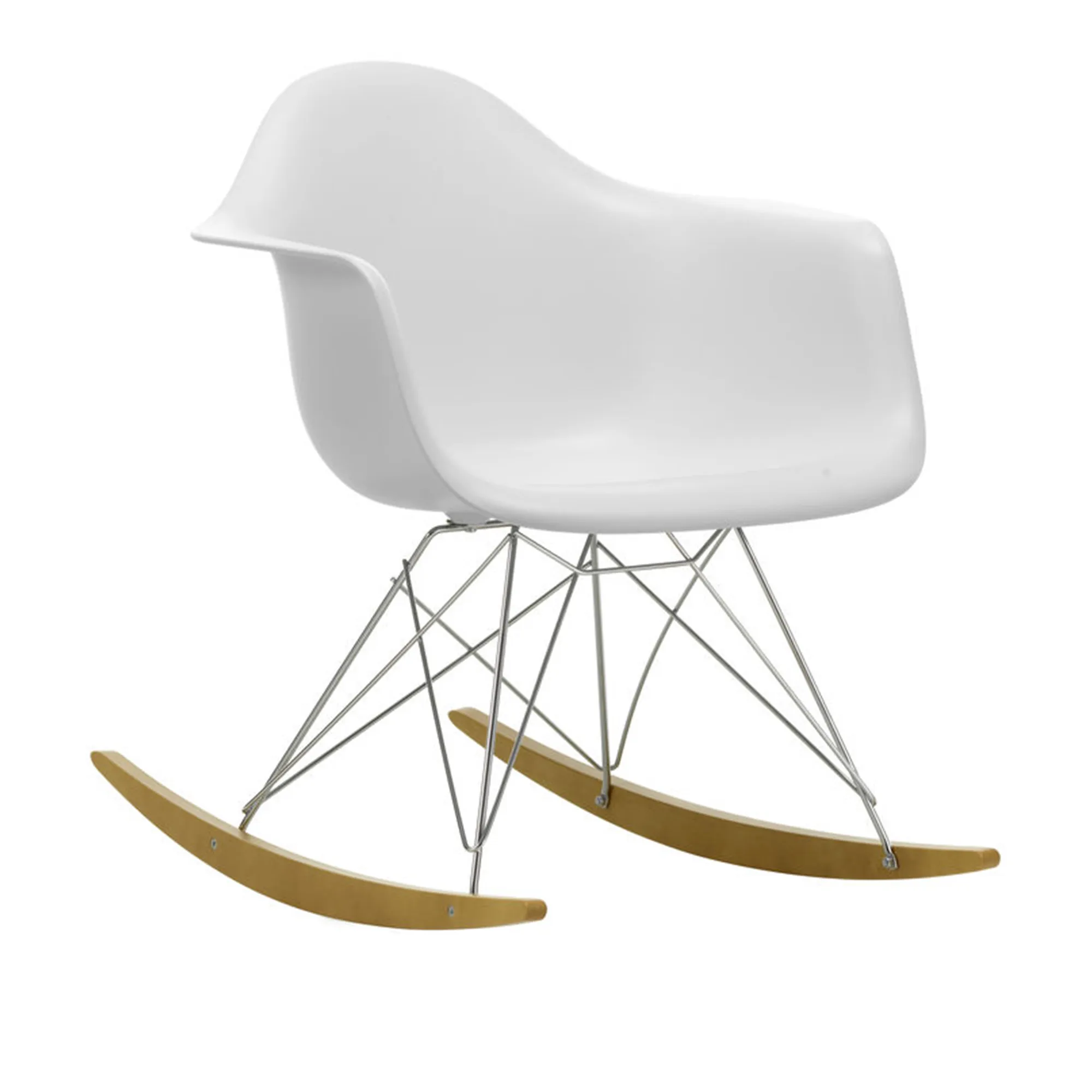 Eames RE Plastic Armchair RAR gungstol Chrome/Golden Maple