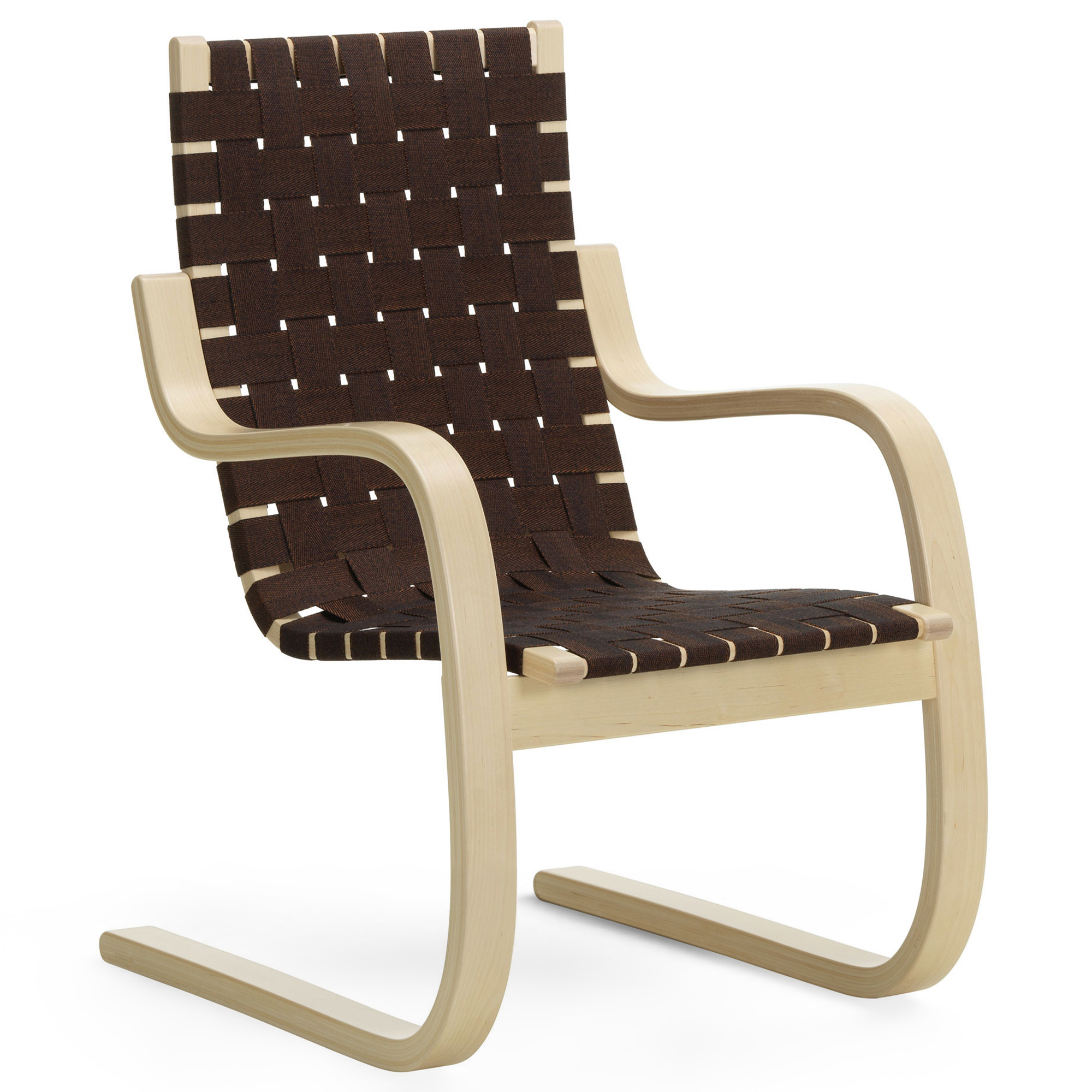 Artek - Armchair 406 Black Brown - F&aring;t&ouml;ljer - Alvar Aalto - Brun - Tr&auml;/Textilmaterial