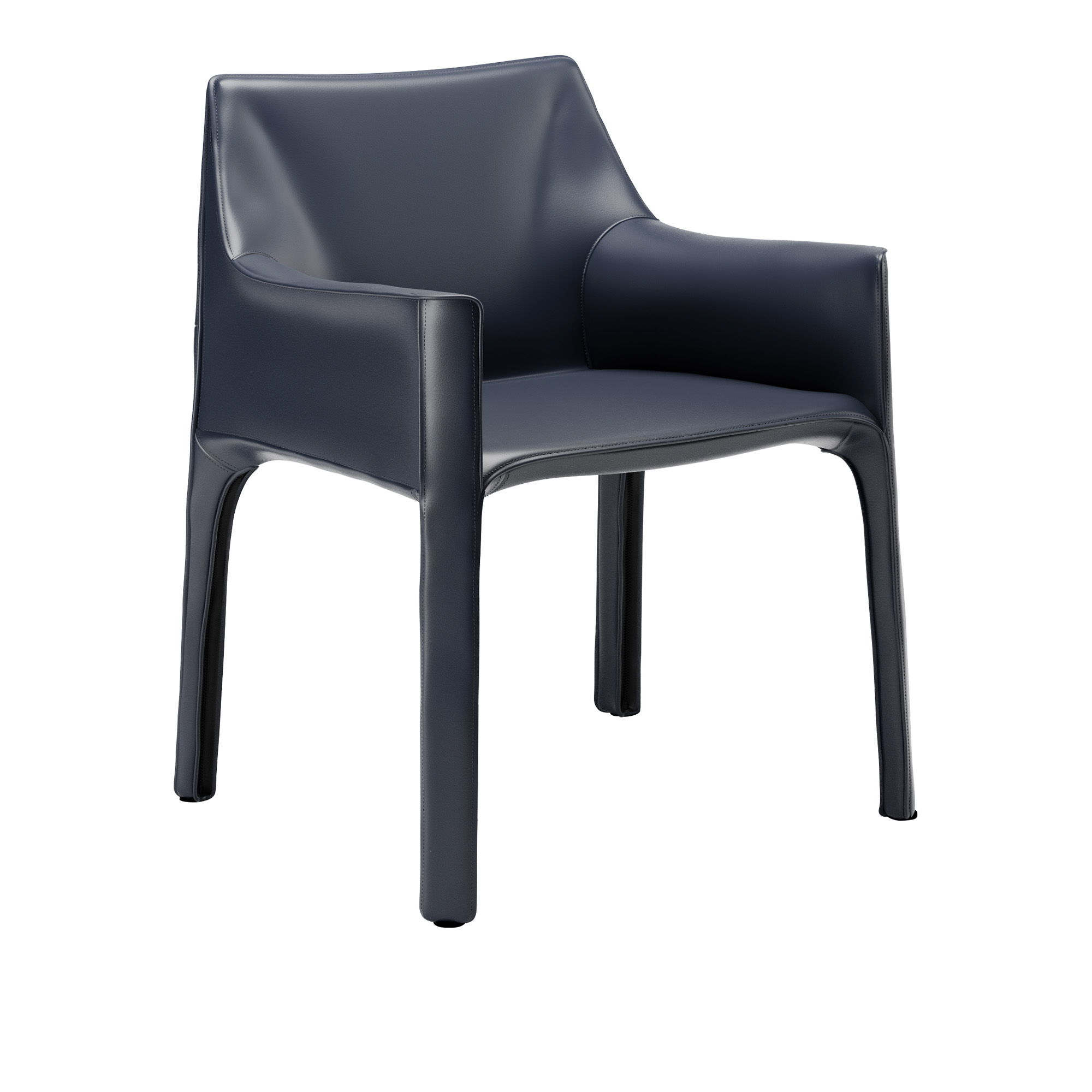 Cassina - 413 Cab, Sadelläder Blue - Spisestoler - Mario Bellini - Blå - Lær/Metall