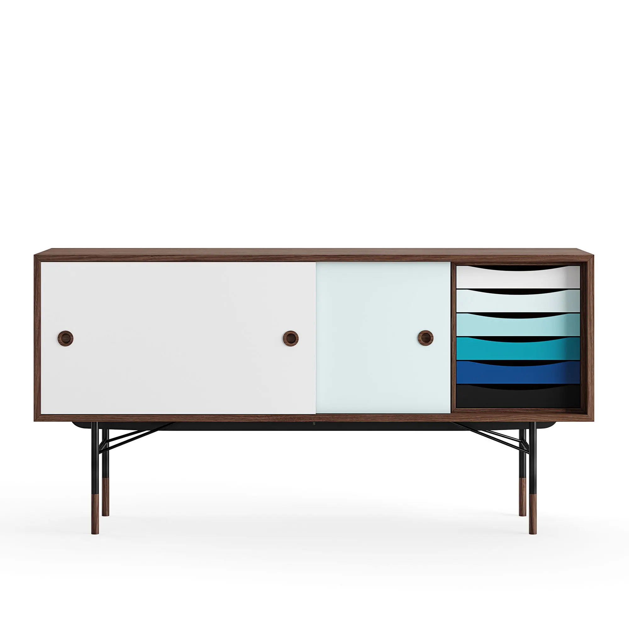 Sideboard Cold med lådor Walnut White/Light Blue