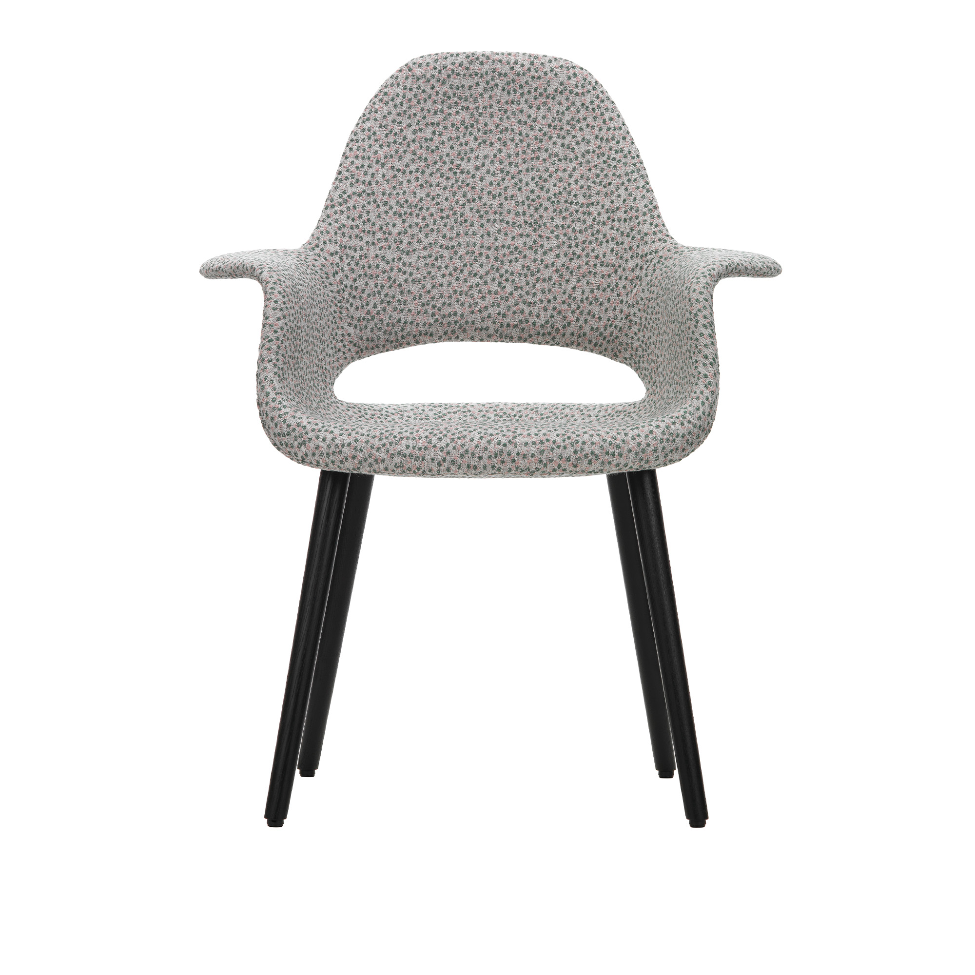 Vitra - Organic Conference - Legs black ash, Fabric Ria (921), Eames Special Collection 2023 - Matstolar - Charles Eames & Eero Saarinen - Rosa,Grön,Vit - Trä/Textilmaterial/Plast