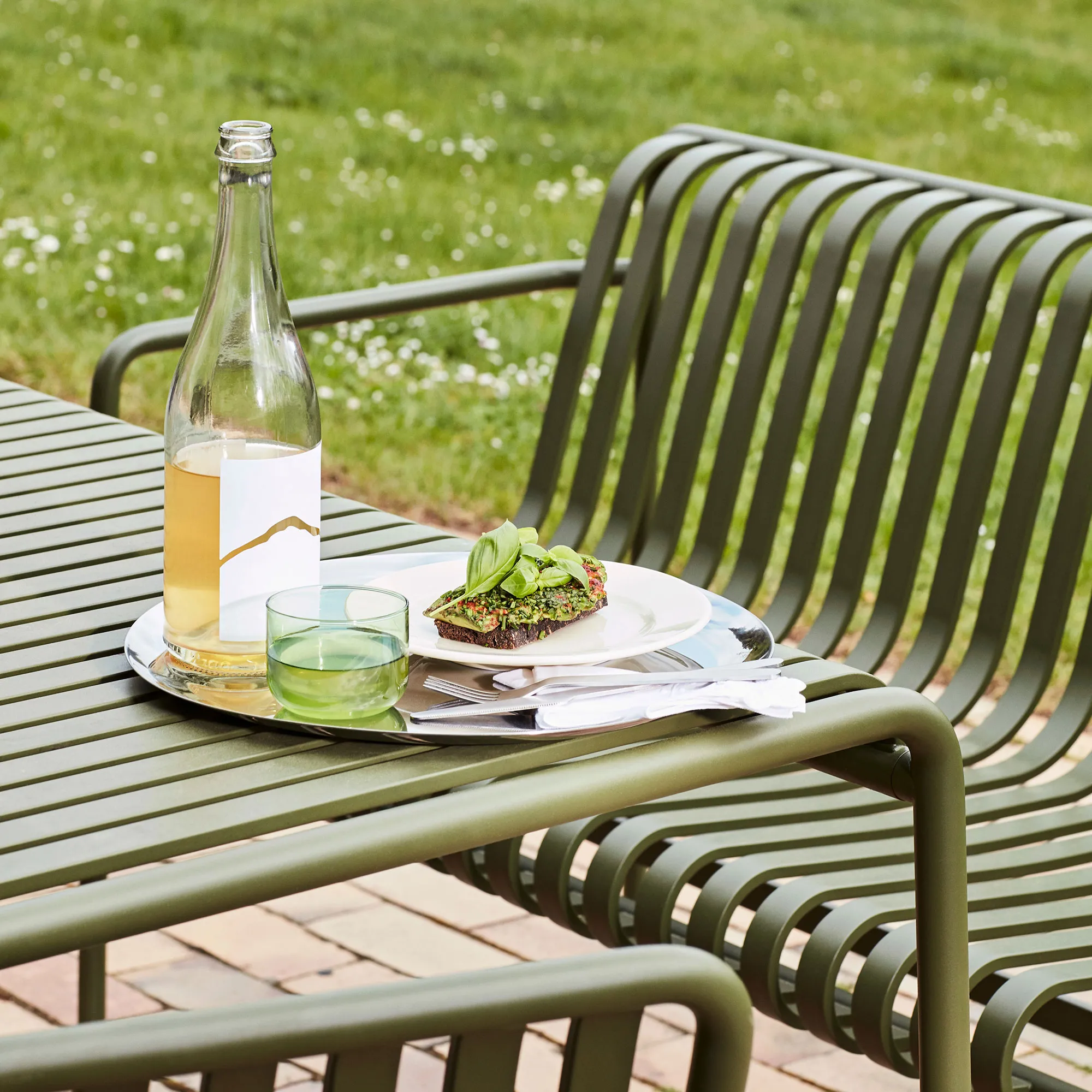 Palissade Dining benk med armlener