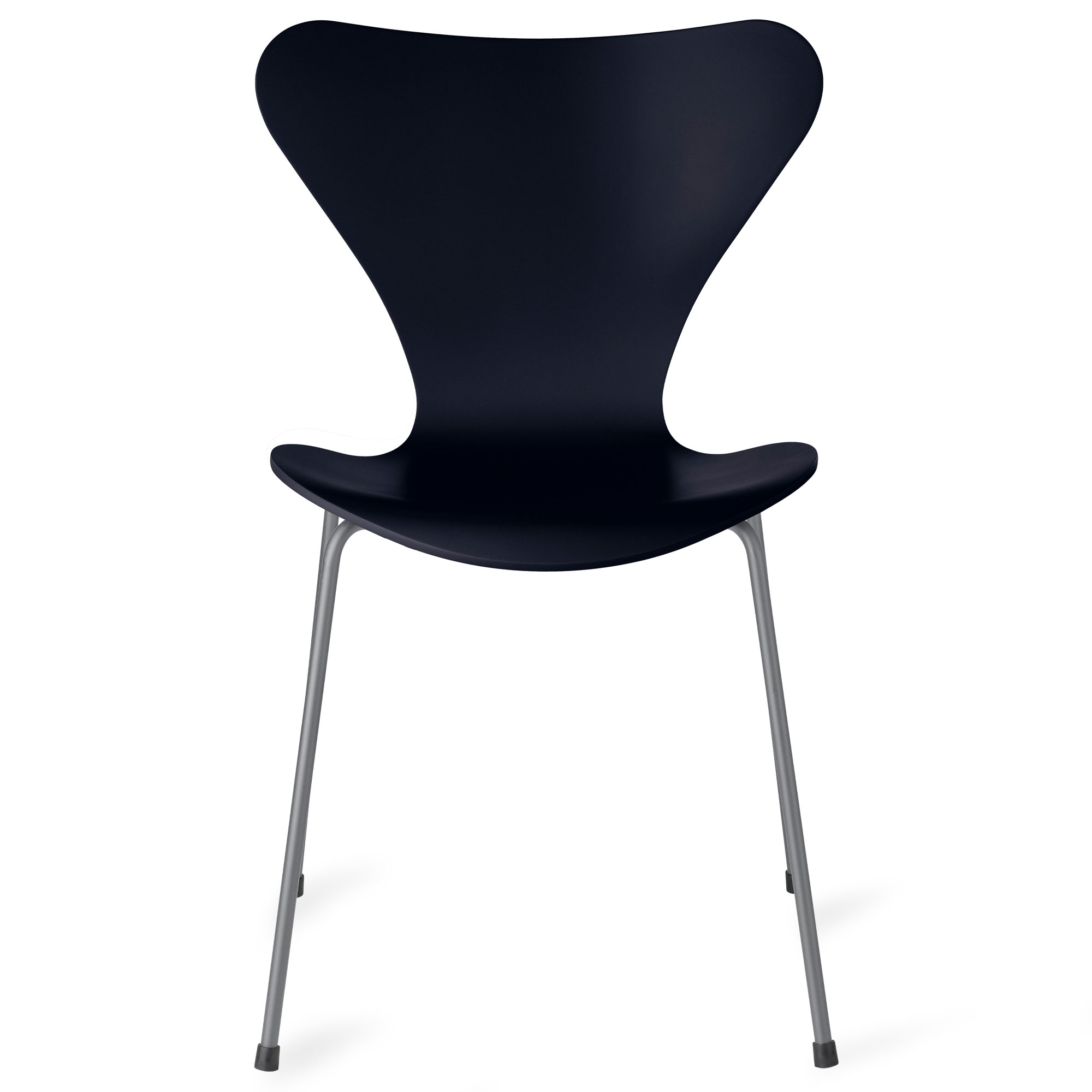 Fritz Hansen - Sjuan 3107 stol lackerad bokfanér silver grey / midnight blue - Matstolar - Arne Jacobsen - Blå - Metall/Trä