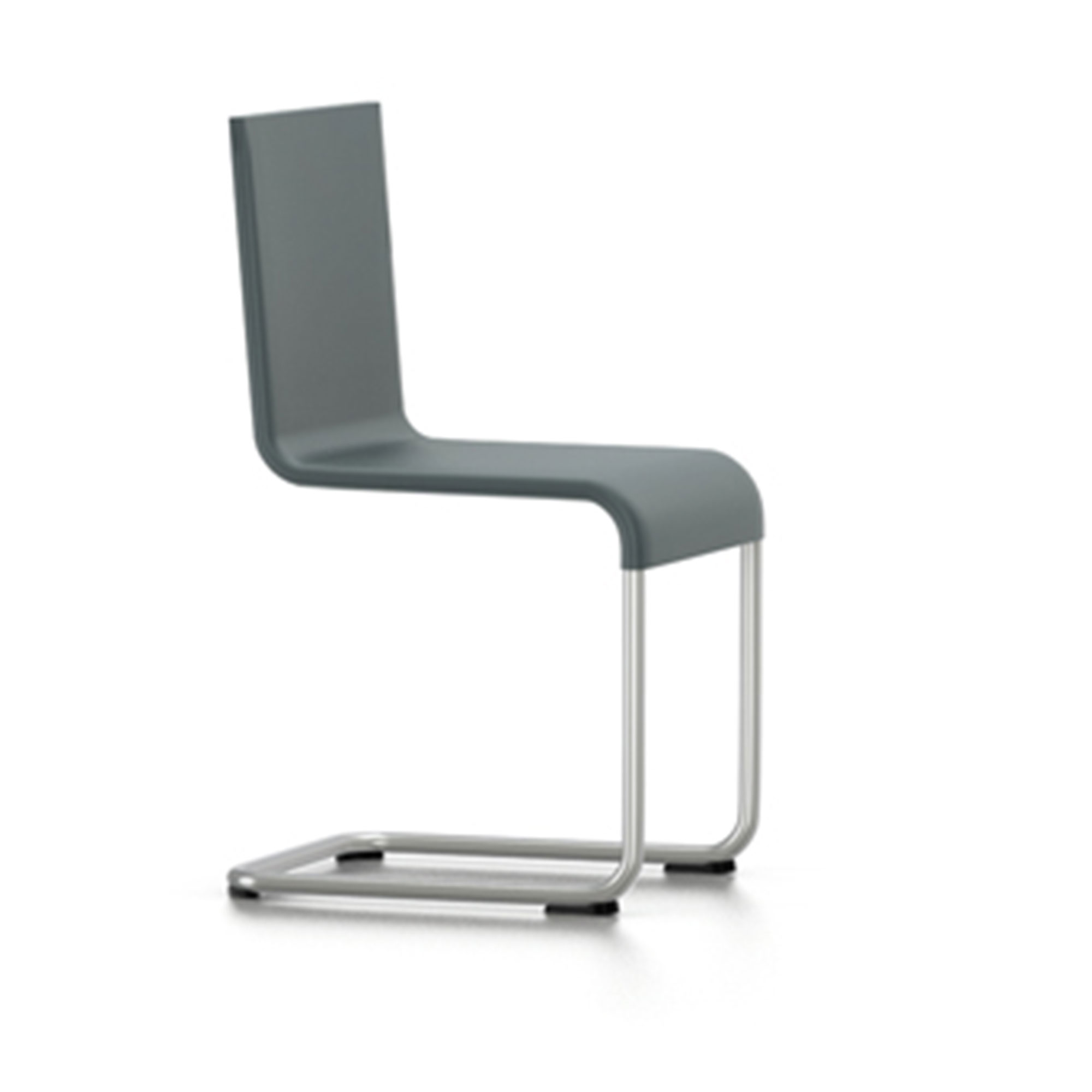 Vitra - .05 Chair, Stacking, Dark Grey Shell, Stainless Steel Base, Felt Glides for Hard Floor - Matstolar utomhus - Maarten Van Severen - Grå - Metall/Skum