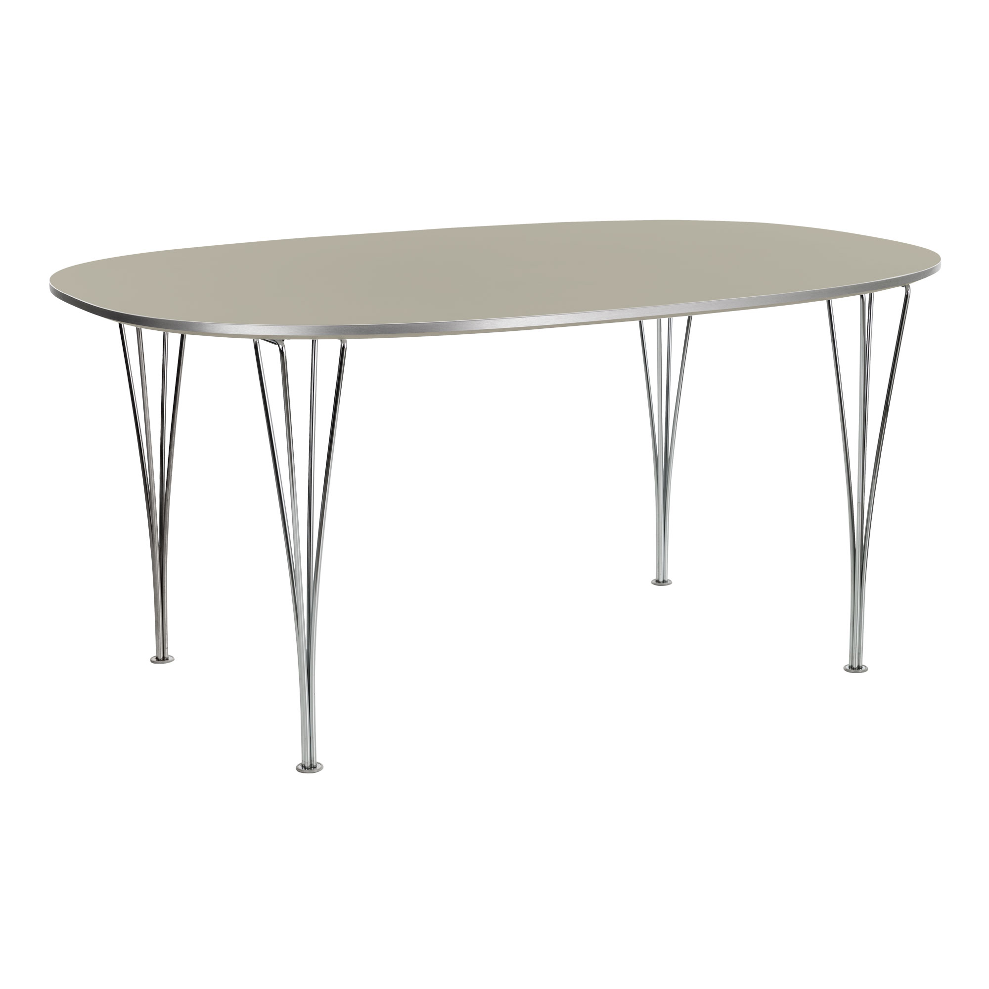 Fritz Hansen - Superellips B611 – 135x90 cm Grey Efeso/Chrome - Matbord - designer_arne_jacobsen,Bruno Mathsson,Piet Hein - Grå - Metall/Trä