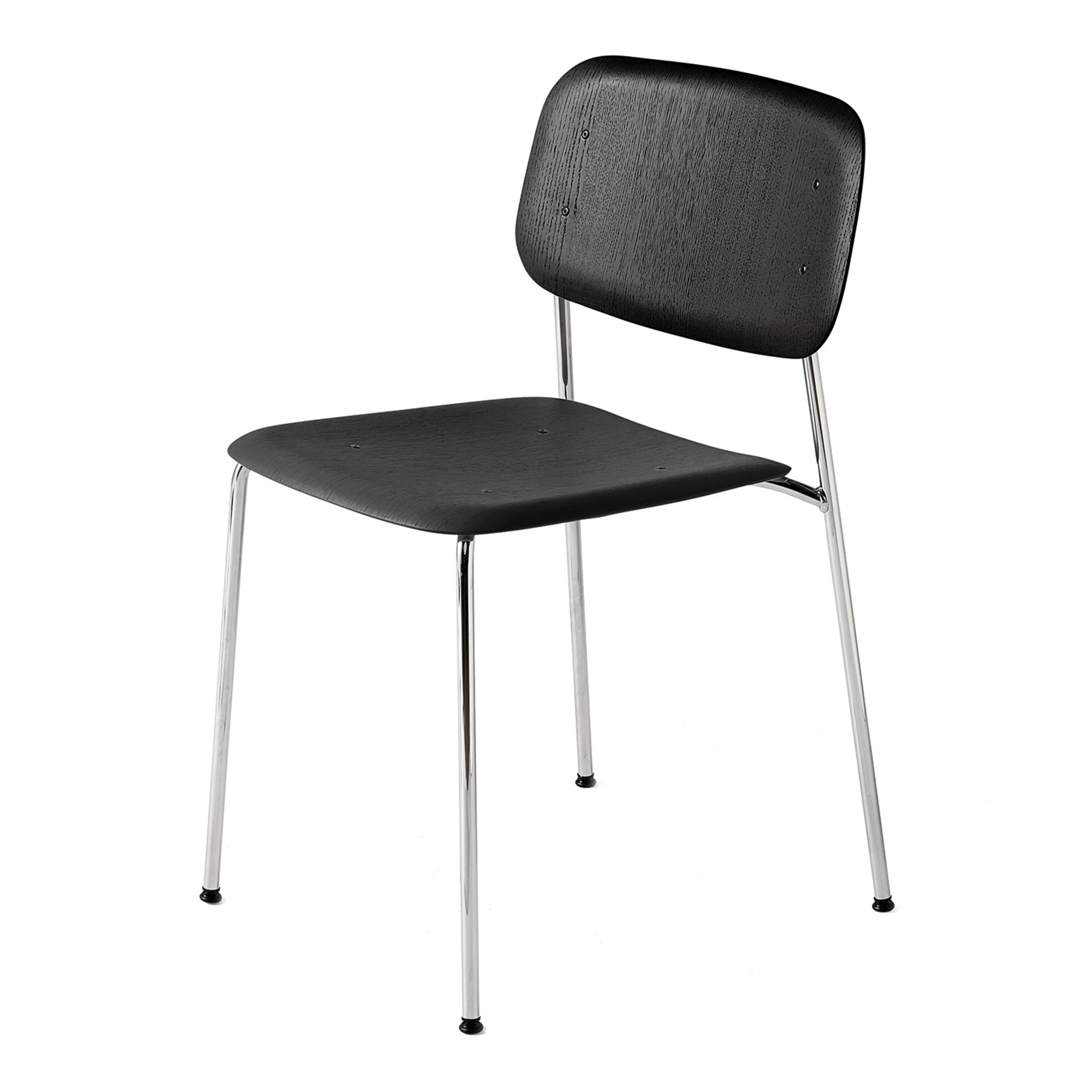 HAY - Soft Edge 70 Black Water based Lacq Oak / Chrome Base - Matstolar - Iskos-Berlin - Metall/Trä