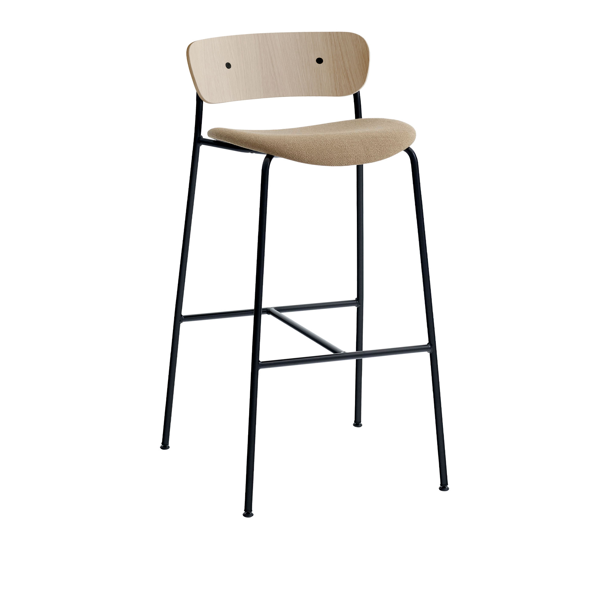 &Tradition - Pavilion AV10 - Lacquered Oak - Fabric cat.2 - Velvet 13 Ivory - Barstolar & barpallar - Anderssen & Voll - Metall/Trä