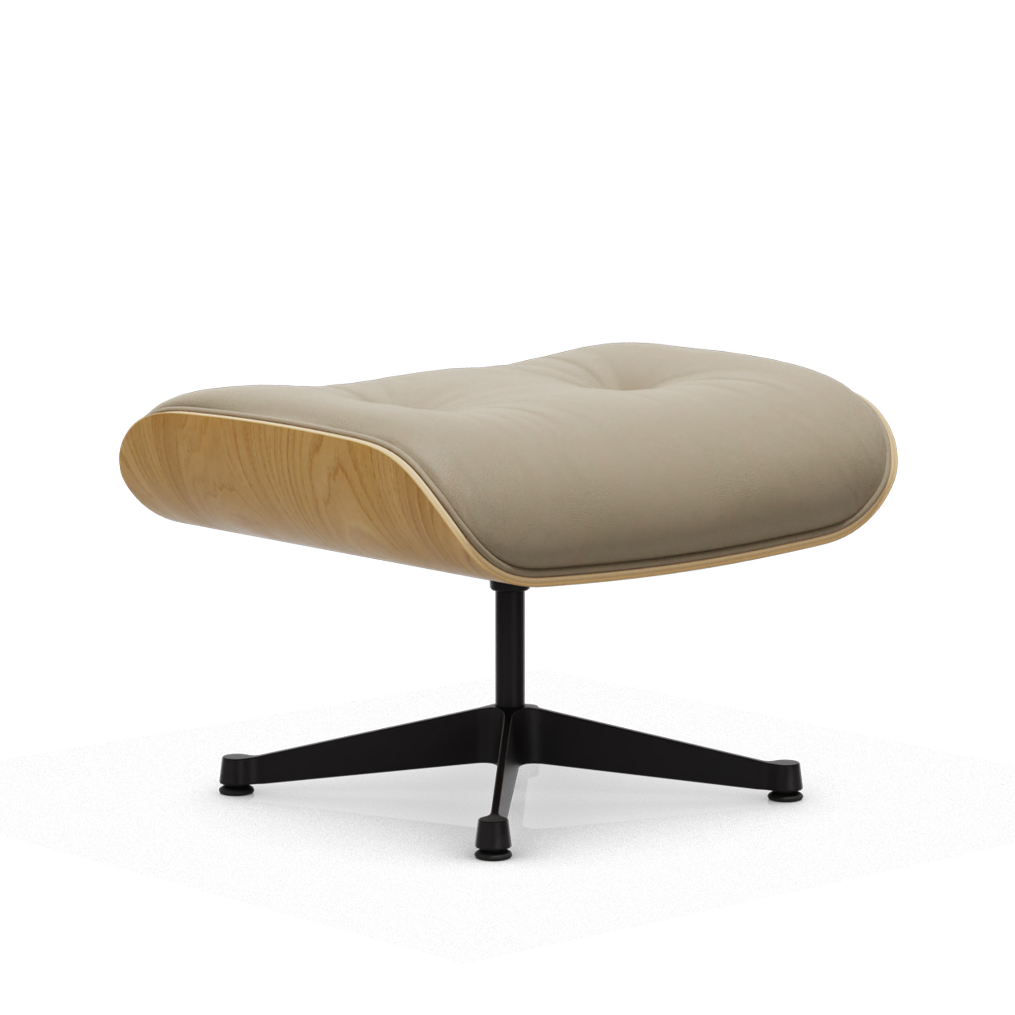 vitra - eames lounge ottoman natural chestnut leather natural dark sand 78 deep black - fotpallar - charles & ray eames - läder/metall/trä