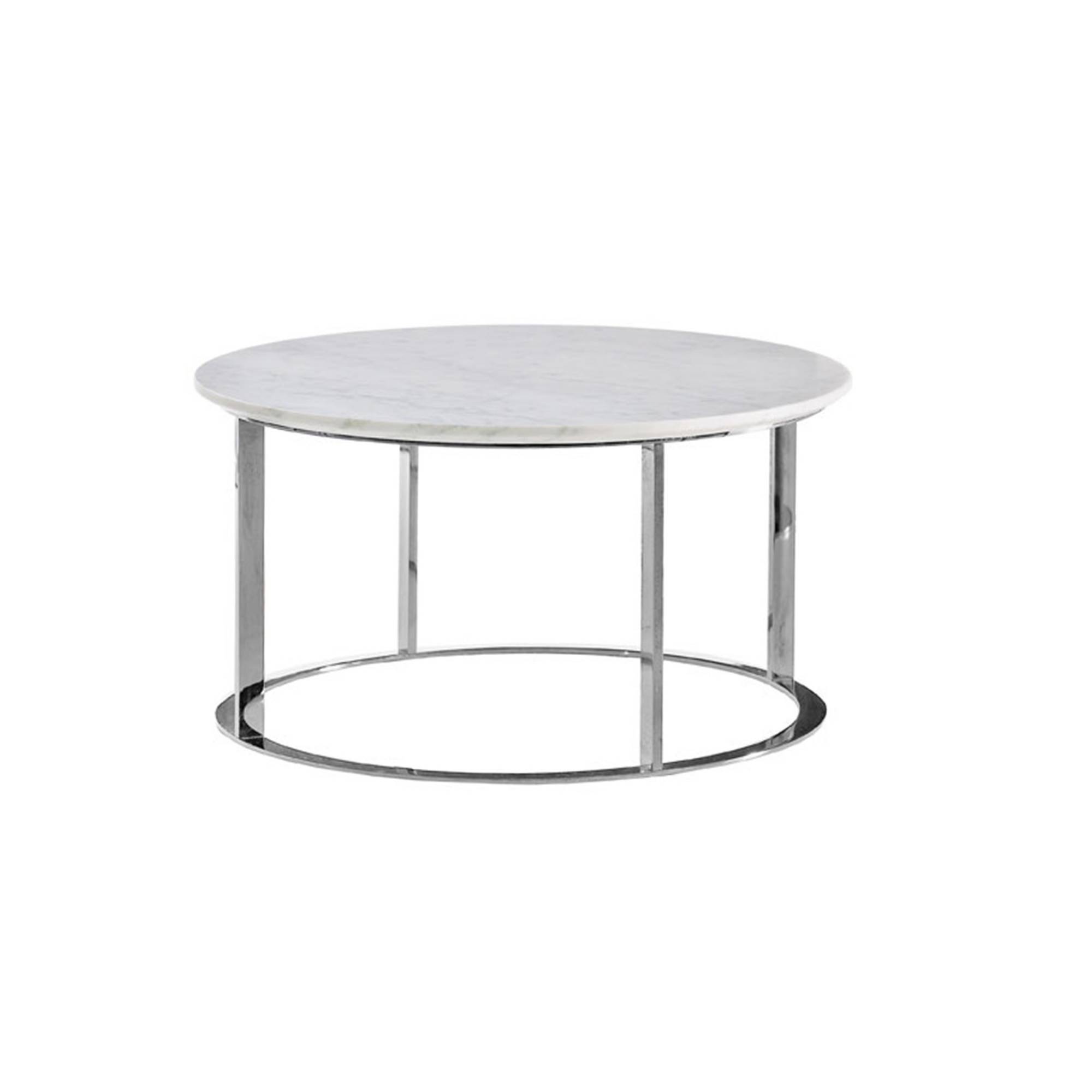 B&B Italia - Mera - Soffbord, Ø 60 cm, H. 32 cm, Underrede: Kromat stål - Soffbord - Antonio Citterio - Vit - Metall/Sten