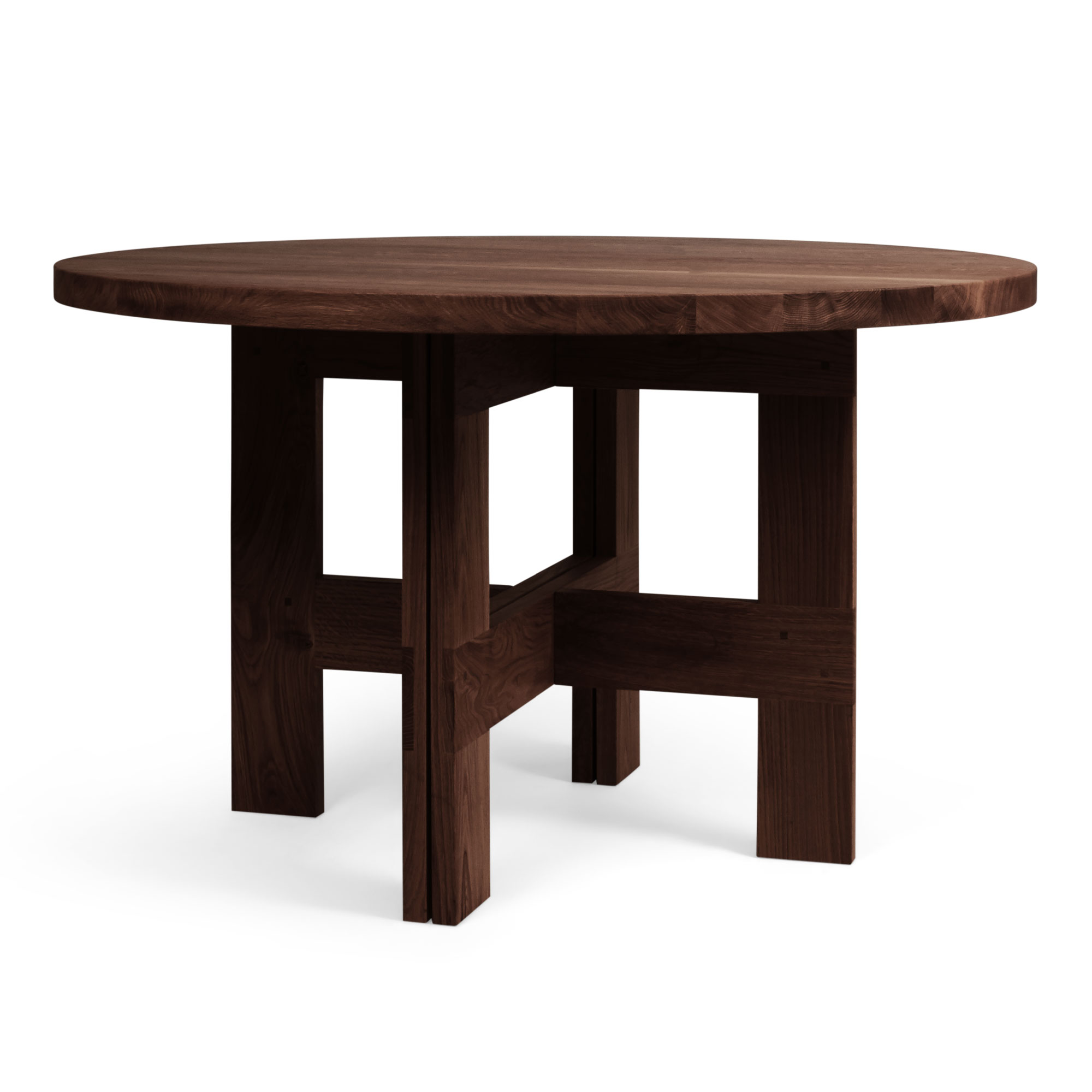 Frama - Farmhouse Trestle Round bord 120 cm dark oak - Matbord - Brun - Trä | Möbler - Bord - Matbord | Möbelexperten