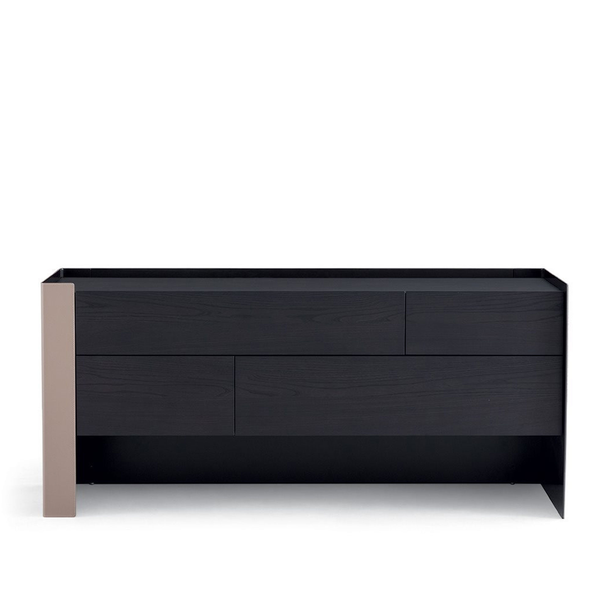 Poliform - Chloe Chest Of Drawer, Inner Structure Glossy Nickel, Outside 02 Nero, Top Black Elm - Byråer - Carlo Colombo - Svart - Naturmaterial/Metall/Trä