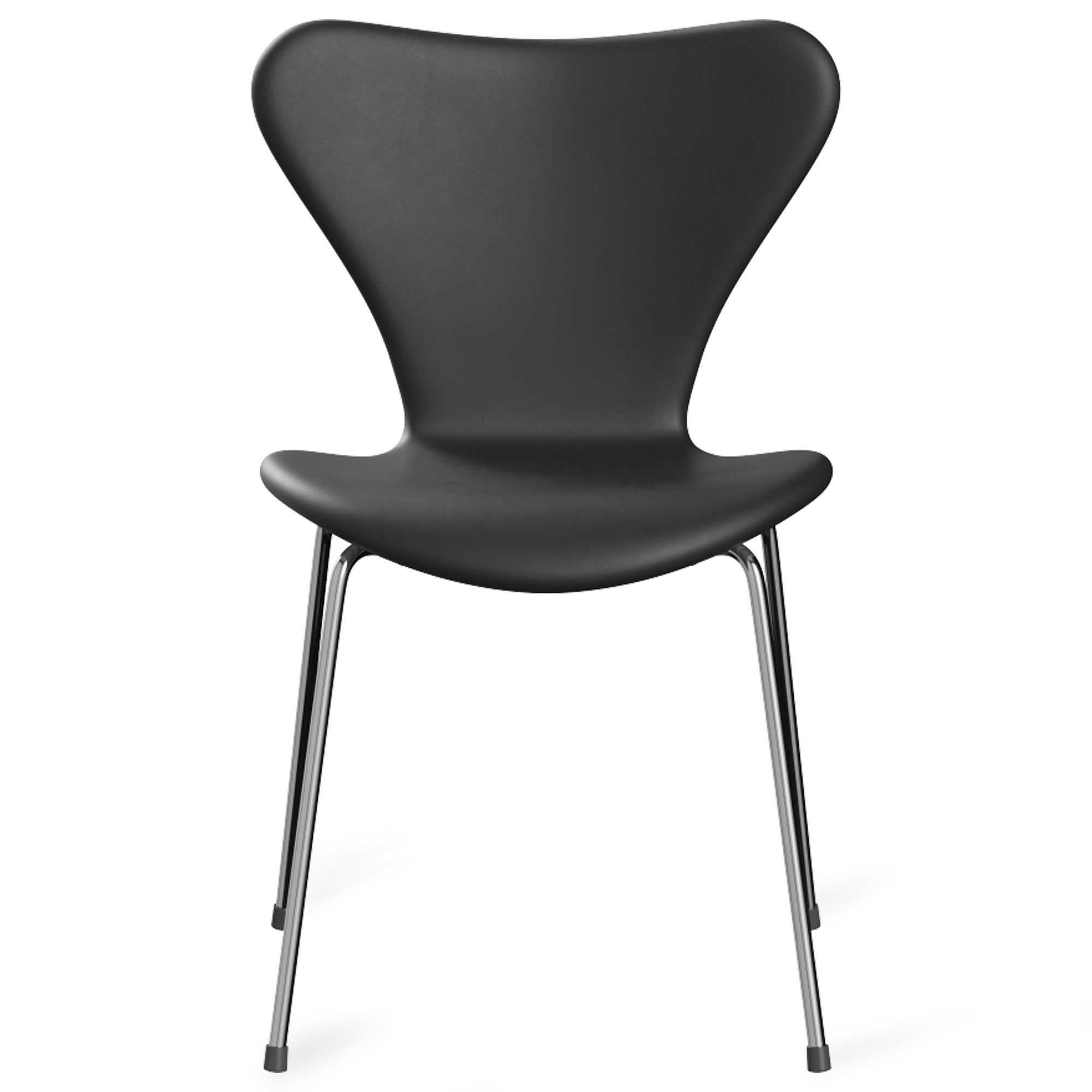 Fritz Hansen - Sjuan 3107 stol helklädd chrome / essential black - Matstolar - Arne Jacobsen - Svart - Metall/Trä | Möbler - Stolar Och Pallar - Matstolar | Möbelexperten
