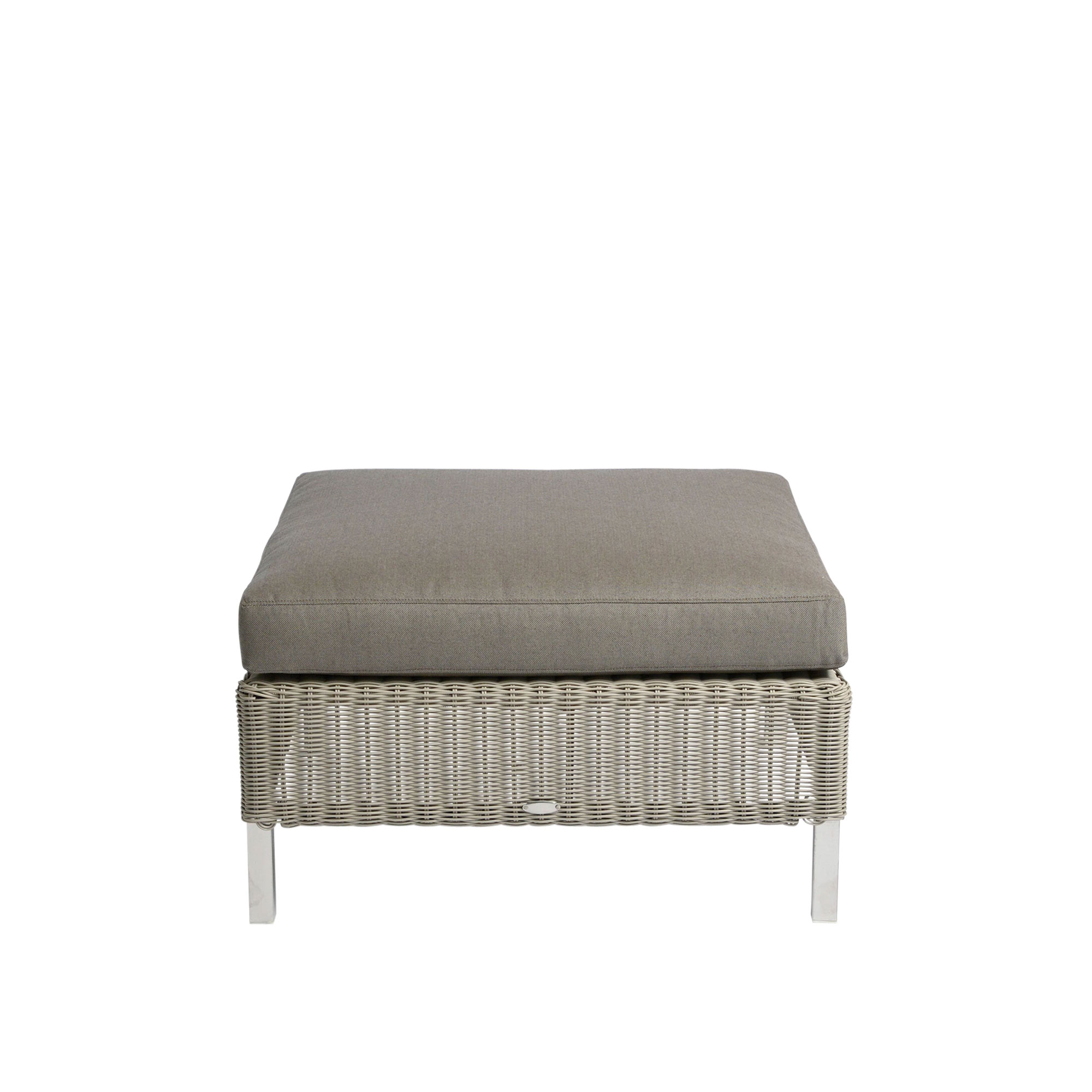 Cane-Line - Connect Fotpall, Taupe, Dyna: Brun, Cane-Line Weave, Cane-line Natté, Ben: Galvaniserat stål - Utomhuspallar och puffar - Cane-line Design Team - Beige | Utemöbler - Utestolar - Utomhuspallar Och Puffar | Möbelexperten