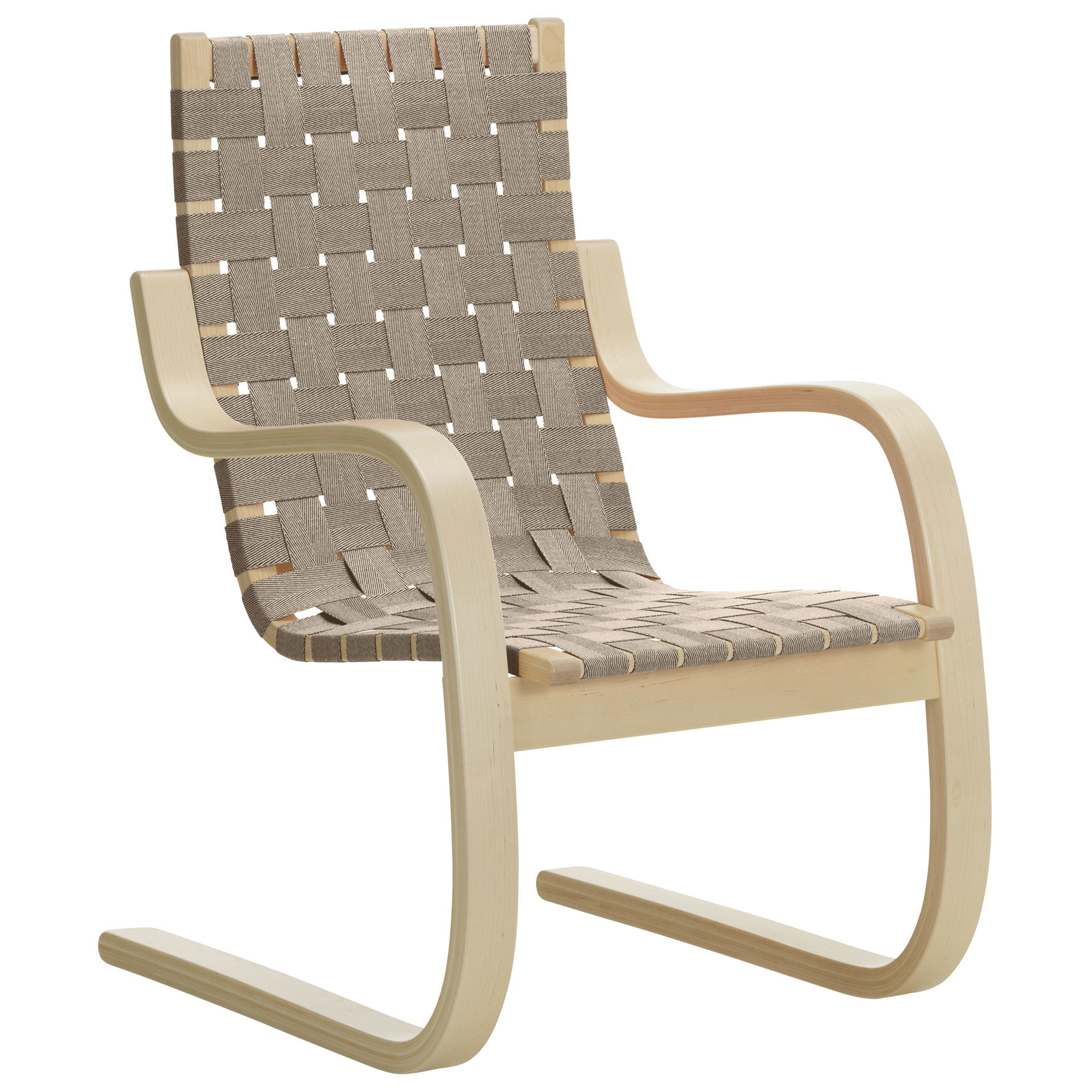 Artek - Armchair 406 Natural Black - F&aring;t&ouml;ljer - Alvar Aalto - Beige - Tr&auml;/Textilmaterial