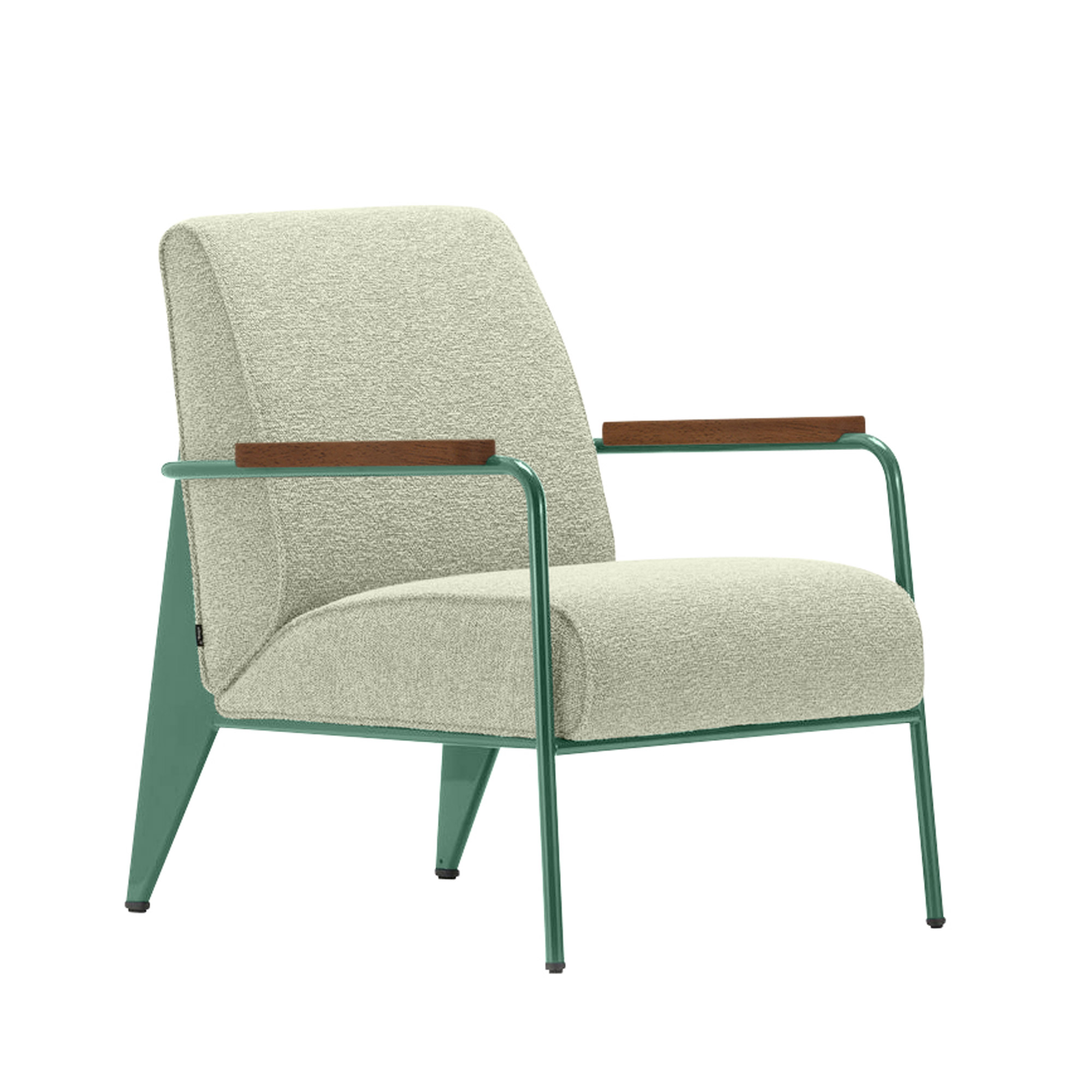 Vitra - Fauteuil de Salon, Walnut, Prouvé Blé Vert, Fabric Cat. F100 Nubia Col. 03 Cream/Sand - Fåtöljer - Jean Prouvé - Beige - Metall/Trä/Skum