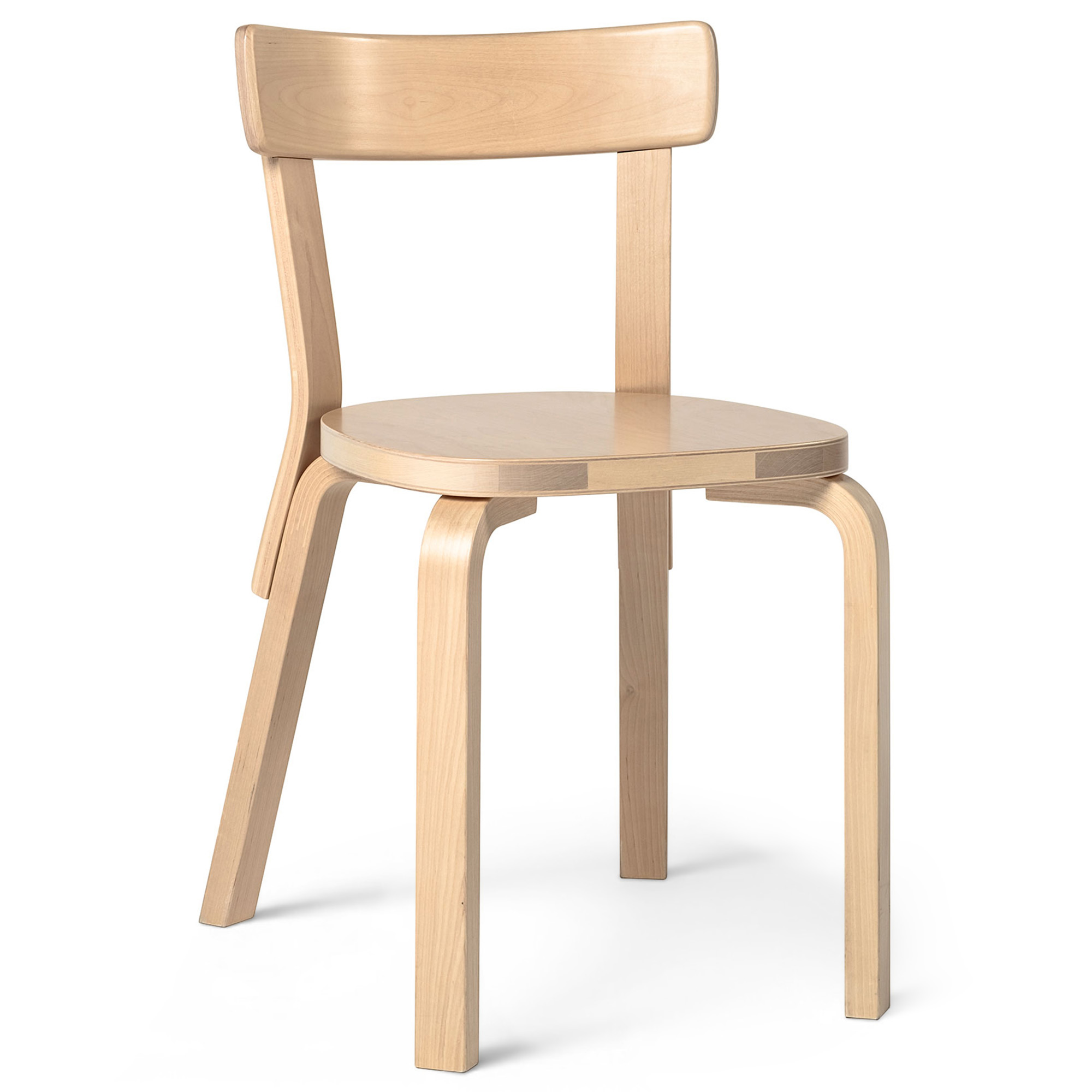 Artek - Chair 69 Clear Lacquered Legs Birch Veneer Seat - Matstolar - Alvar Aalto - Tr&auml;f&auml;rgad - Tr&auml;