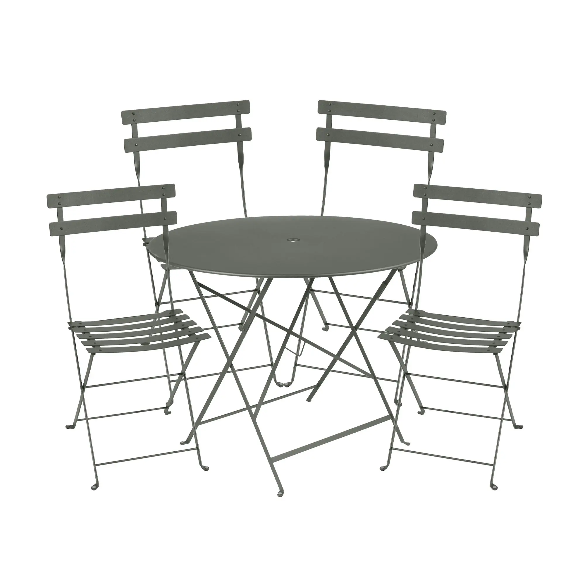Bistro matgrupp Ø96cm & 4 metall stolar