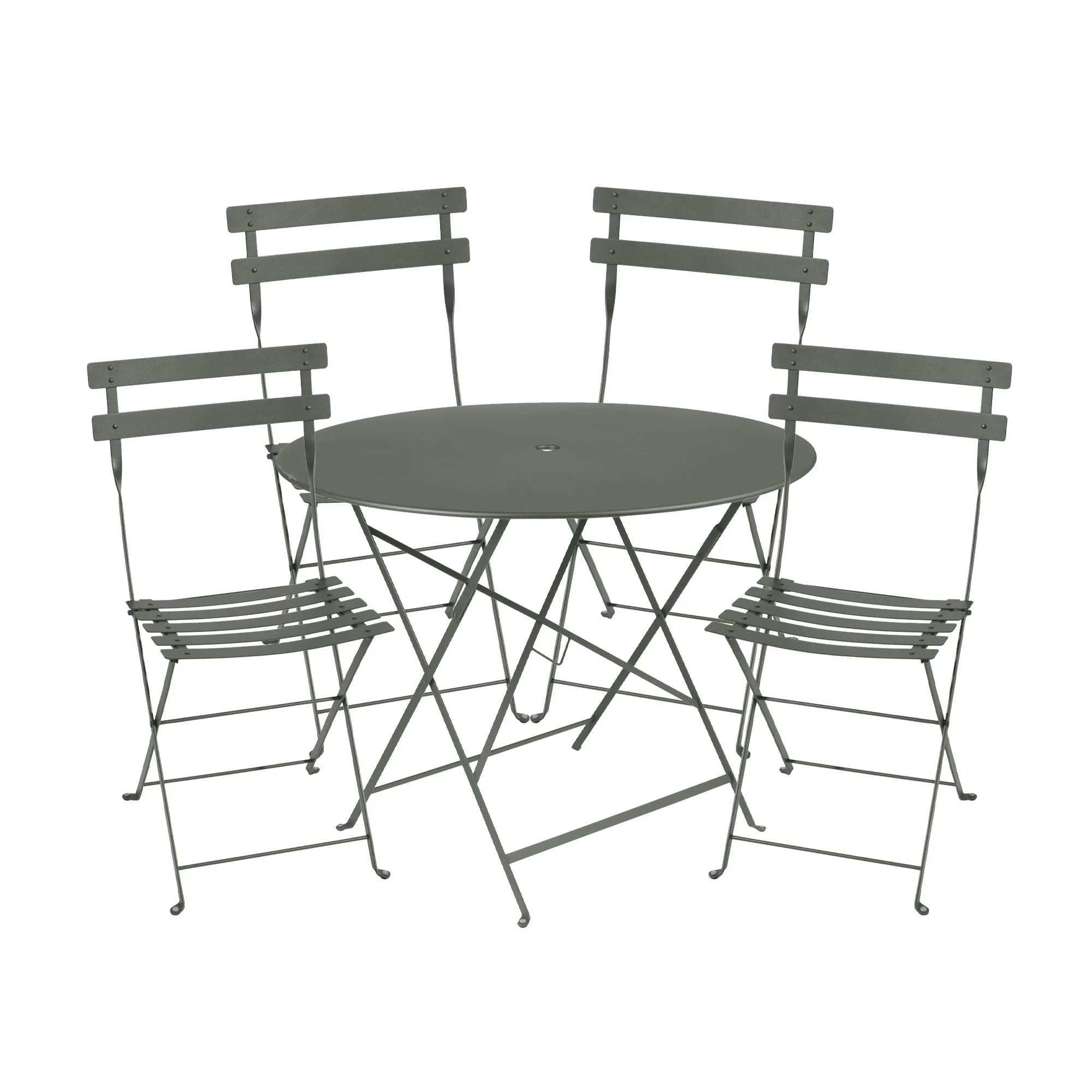 Bistro matgrupp Ø96cm & 4 metall stolar