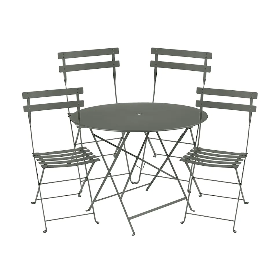 Bistro matgrupp Ø96cm & 4 metall stolar