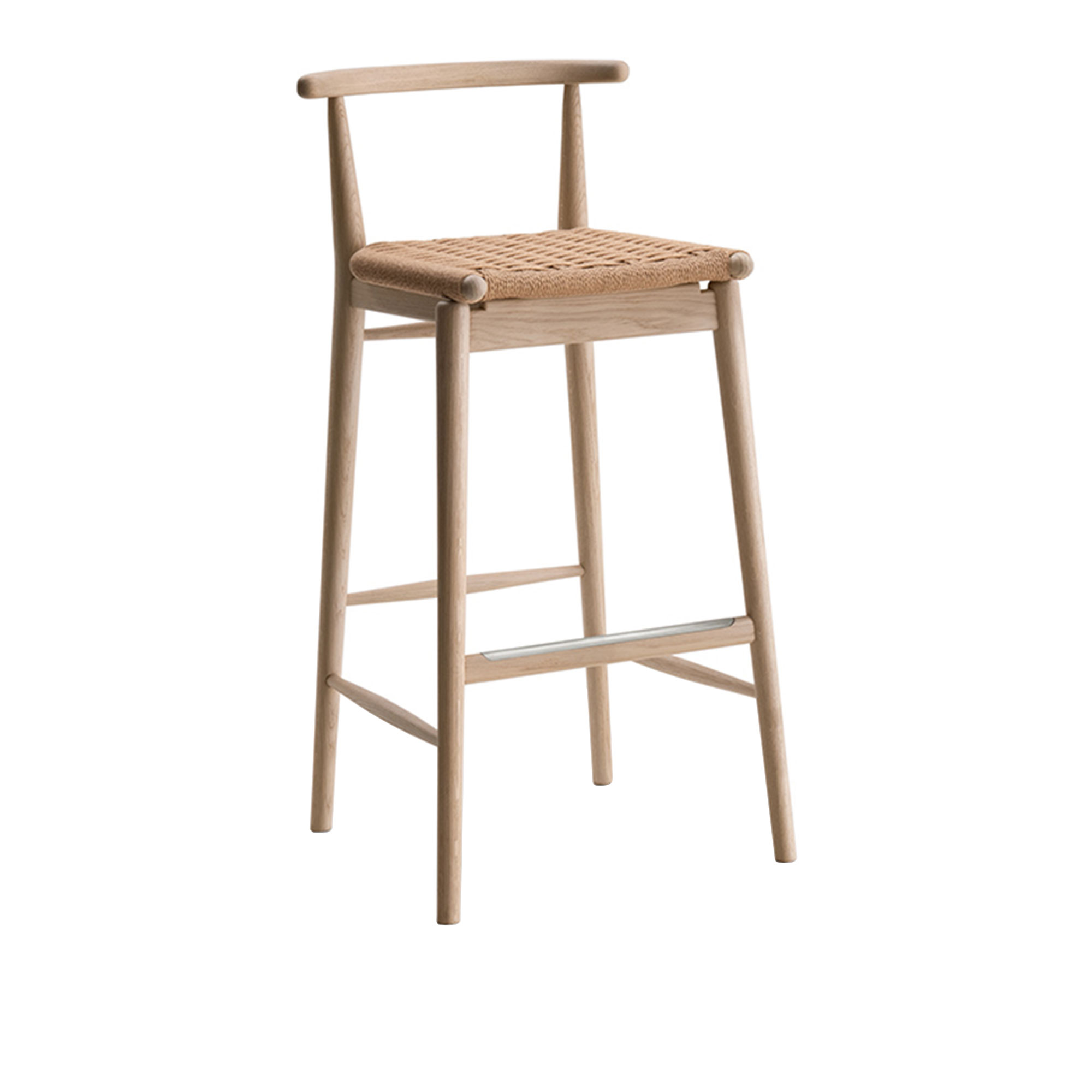 B&B Italia - Jens Low Stool Rope, H 89, Brushed Black Oak, Black Cellulose Rope Seat - Barstolar & barpallar - Antonio Citterio - Svart - Naturmaterial/Trä