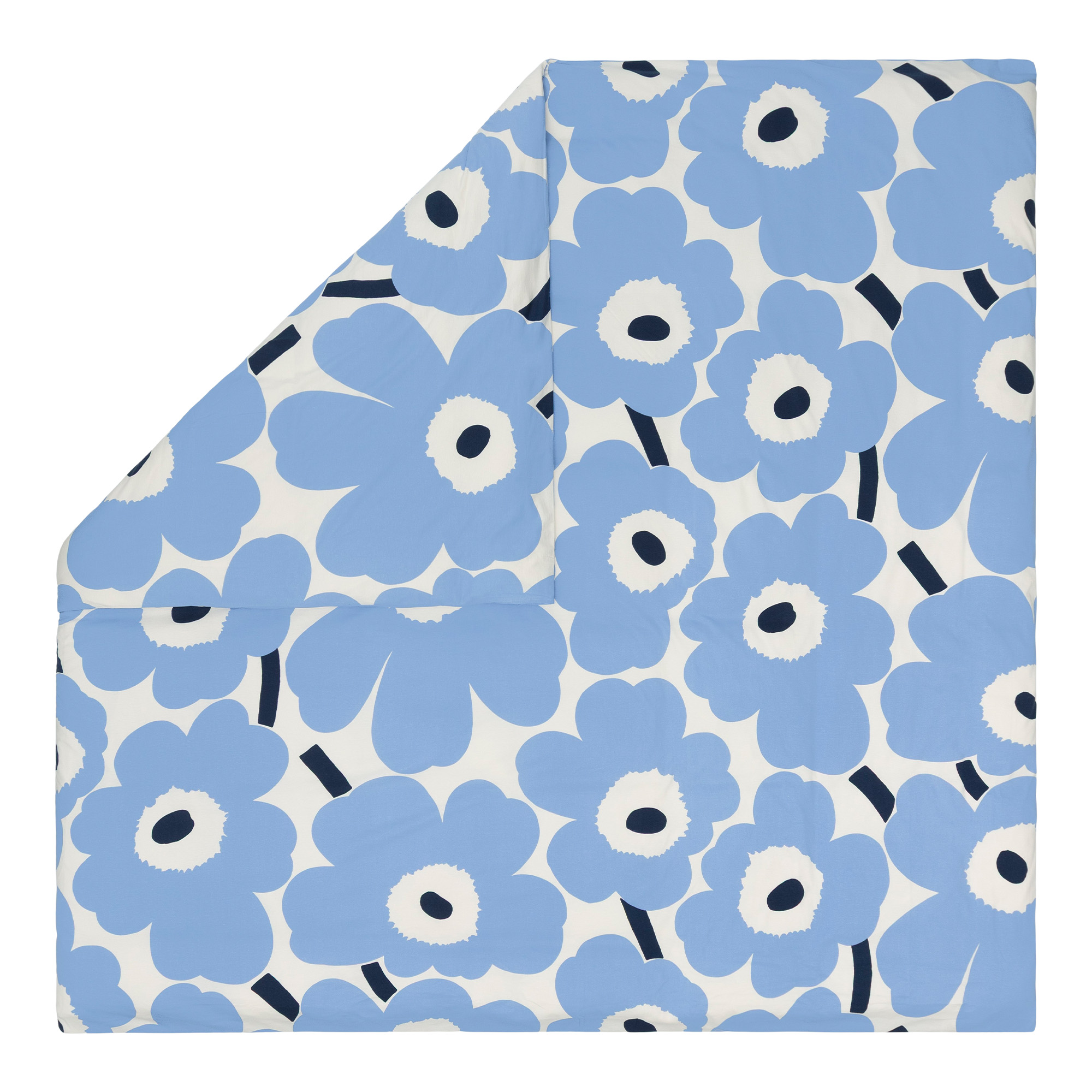 Marimekko - Unikko Jersey Dc 240 x 220 cm Off White Lt.Blue Navy - Påslakan - Maija Isola | Textilier - Sovrumstextilier - Påslakan | Möbelexperten