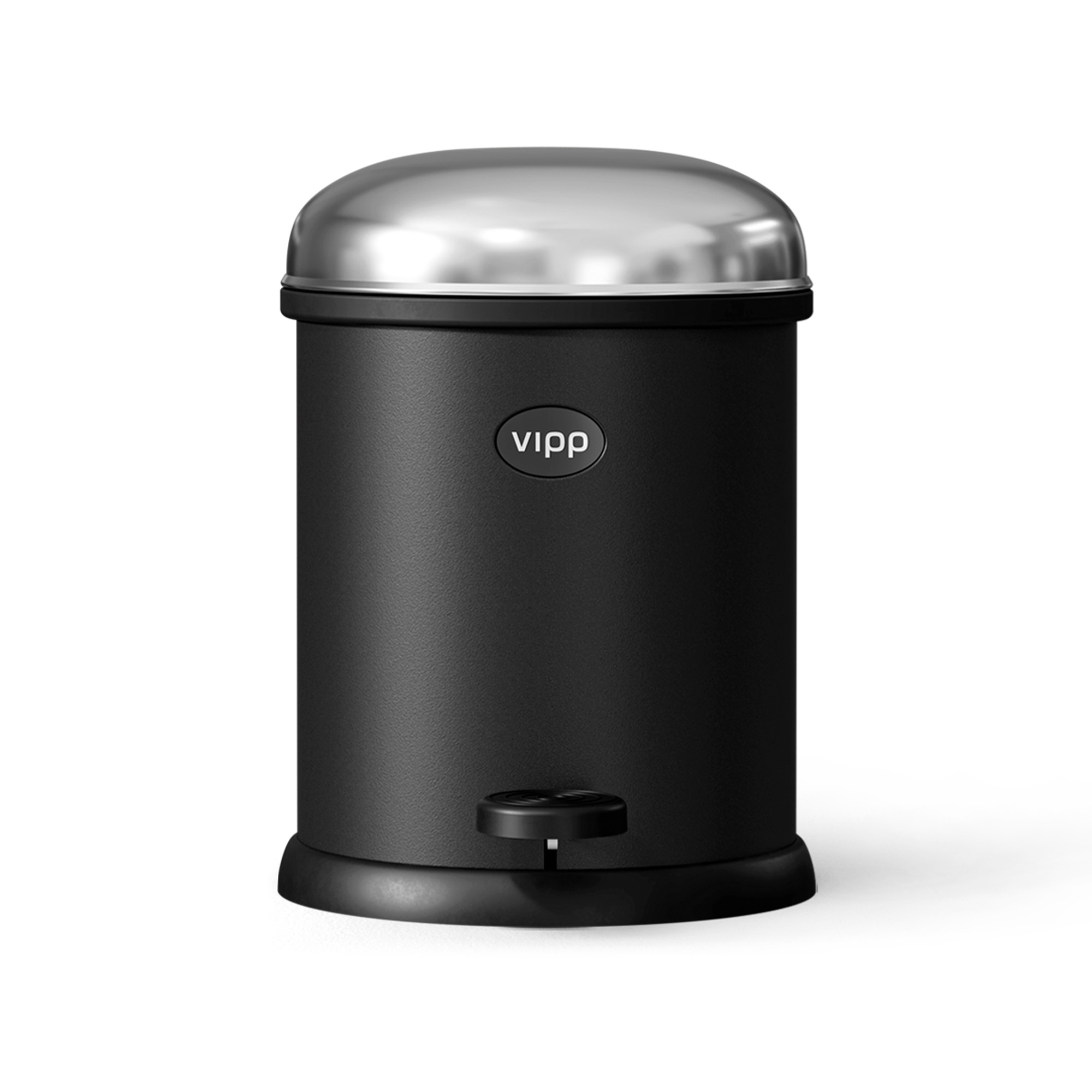 Vipp - Vipp12 Bin, Black - Pedalhinkar - Holger Nielsen - Silver | Inredning - Badrumsinredning - Pedalhinkar | Möbelexperten