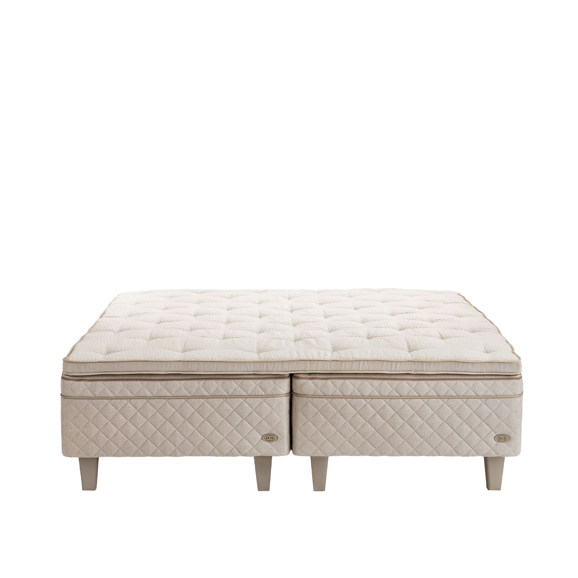 DUX - Dux 30 resårbotten fast 180x200 cm/ Top Pad Plus Bäddmadrass/ Konisk läder oatmeal  20 cm - Ramsängar - Beige