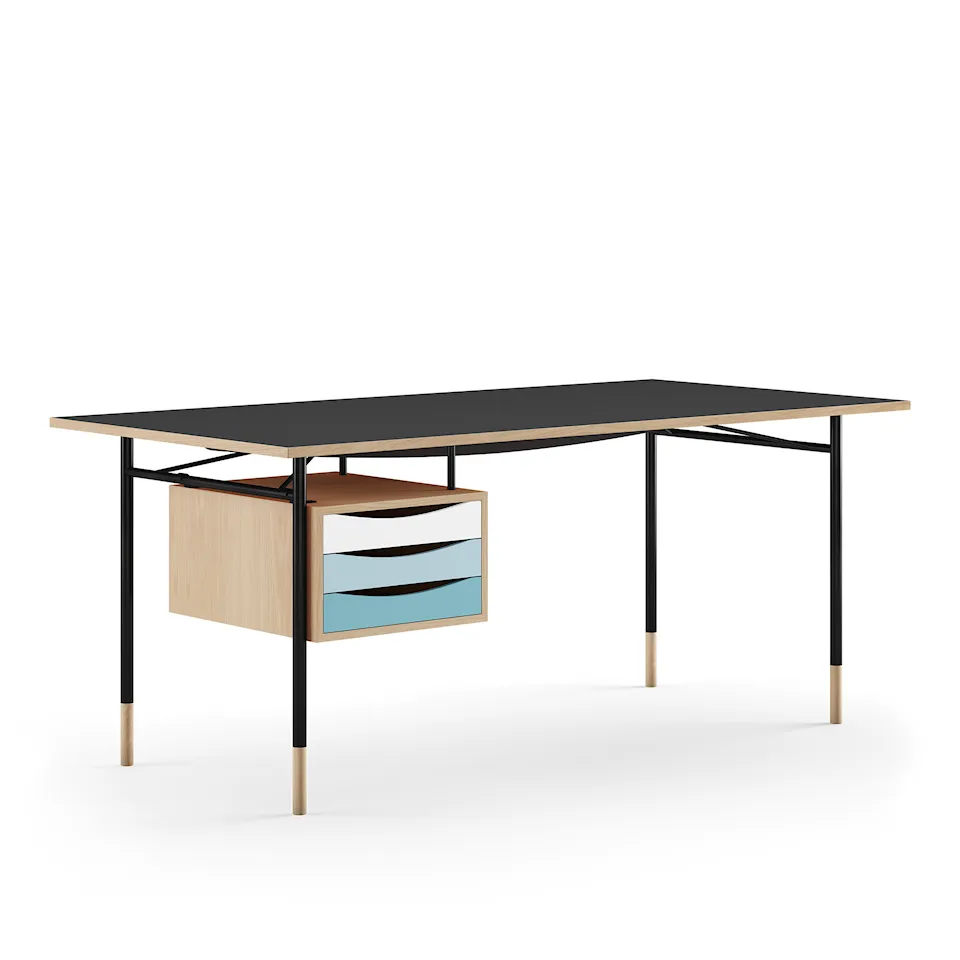 Nyhavn skrivbord 190 cm Cold med lådor Black