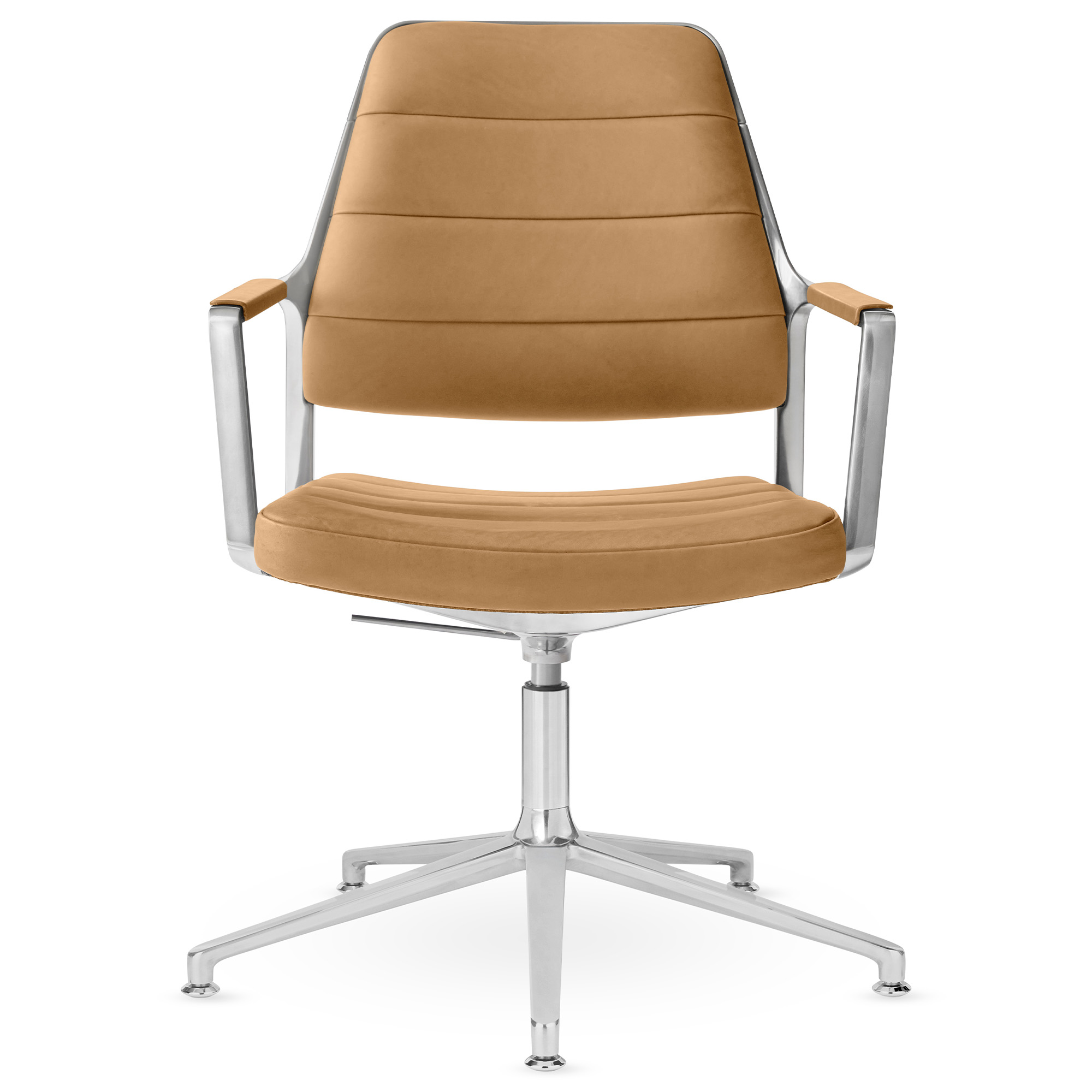 Vipp - Vipp455+ Swivel chair, polished, gliders, Camel leather - Kontorsstolar