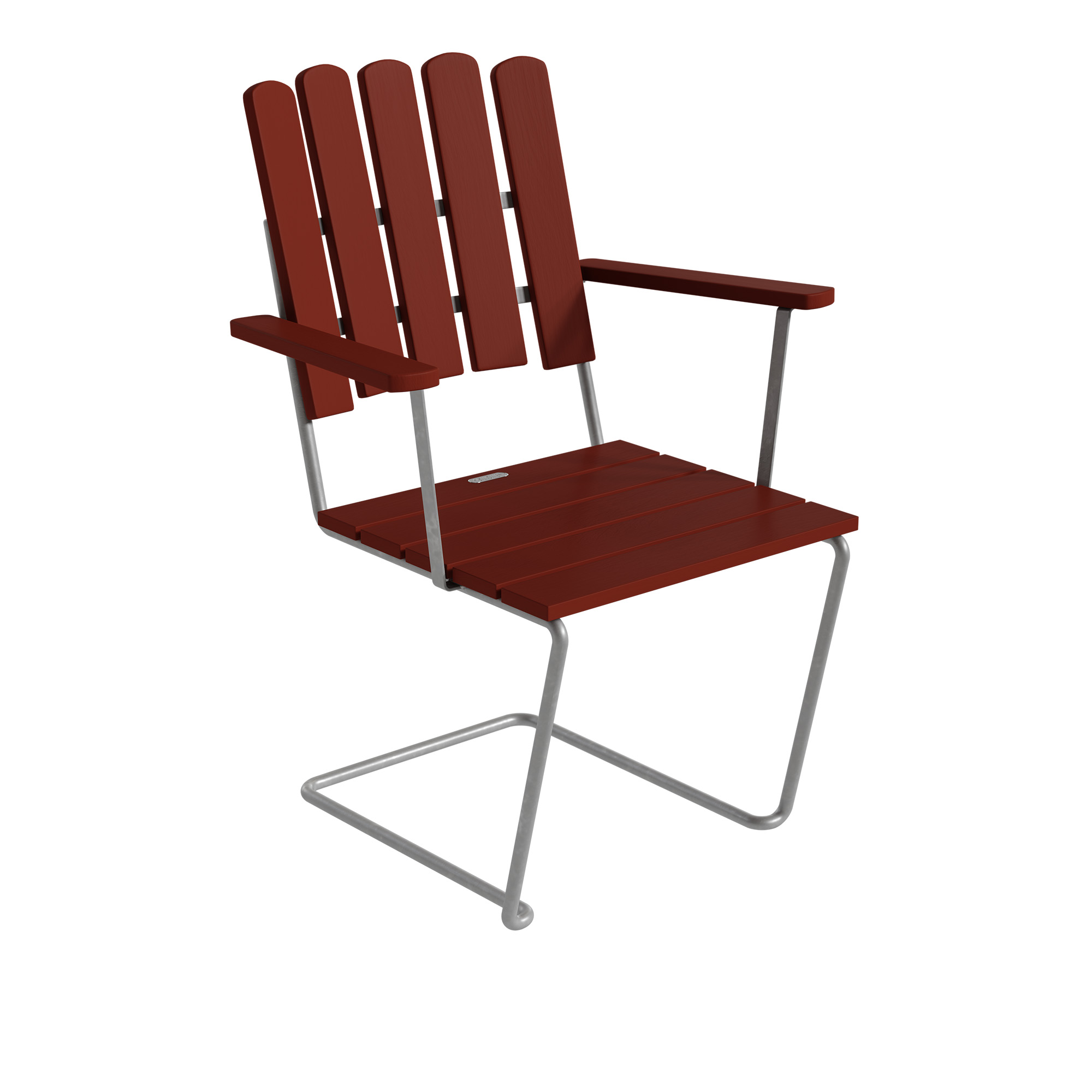 Grythyttan Stålmöbler - A2 Fåtölj Mörkröd ek / Varmförzinkat stativ - Matstolar utomhus - Artur Lindqvist - Träfärgad - Metall/Trä | Utemöbler - Utestolar - Matstolar Utomhus | Möbelexperten