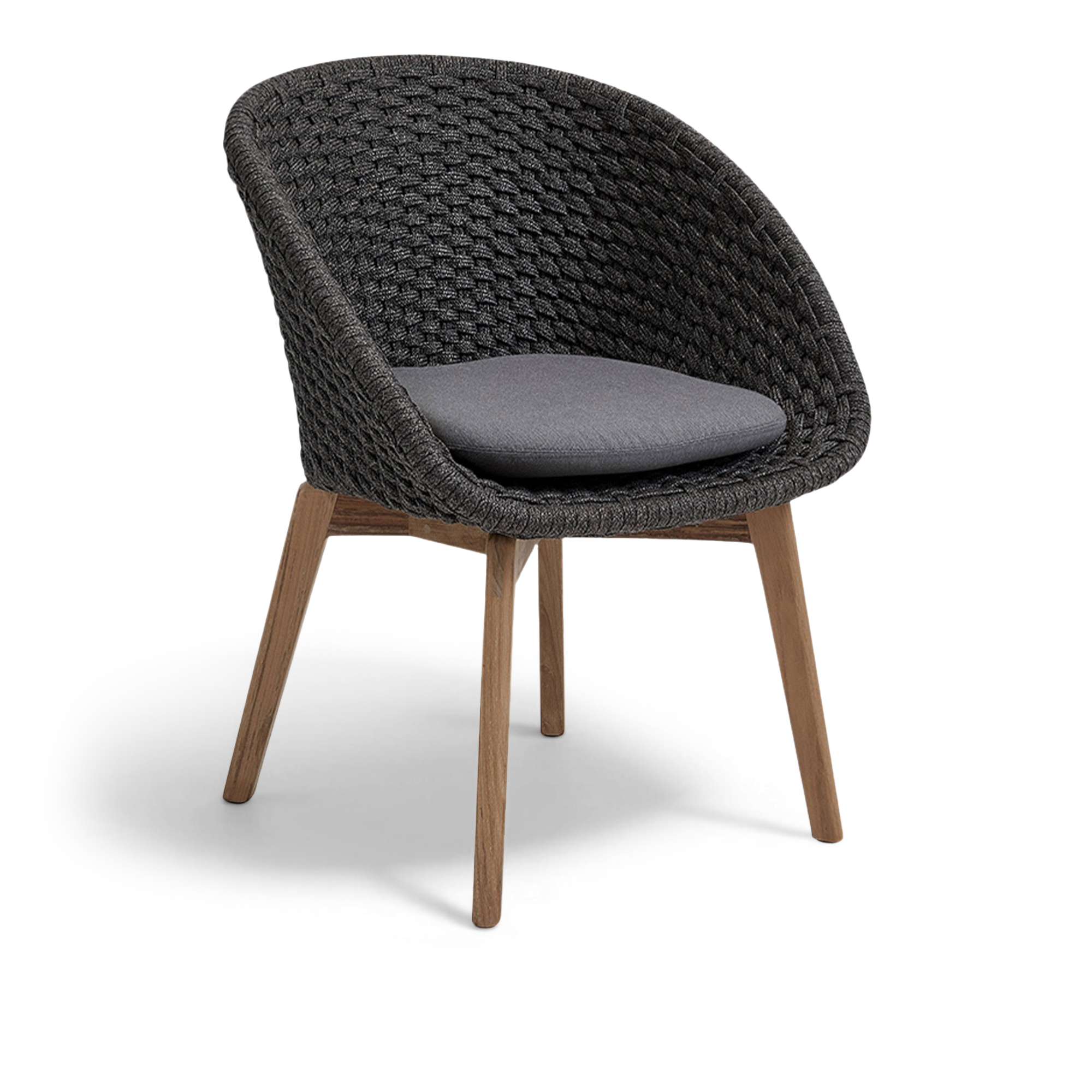 Cane-Line - Peacock Stol Cane-Line Soft Rope Dark Grey / Teak / Cane-line Natté Grey - Matstolar utomhus | Utemöbler - Utestolar - Matstolar Utomhus | Möbelexperten