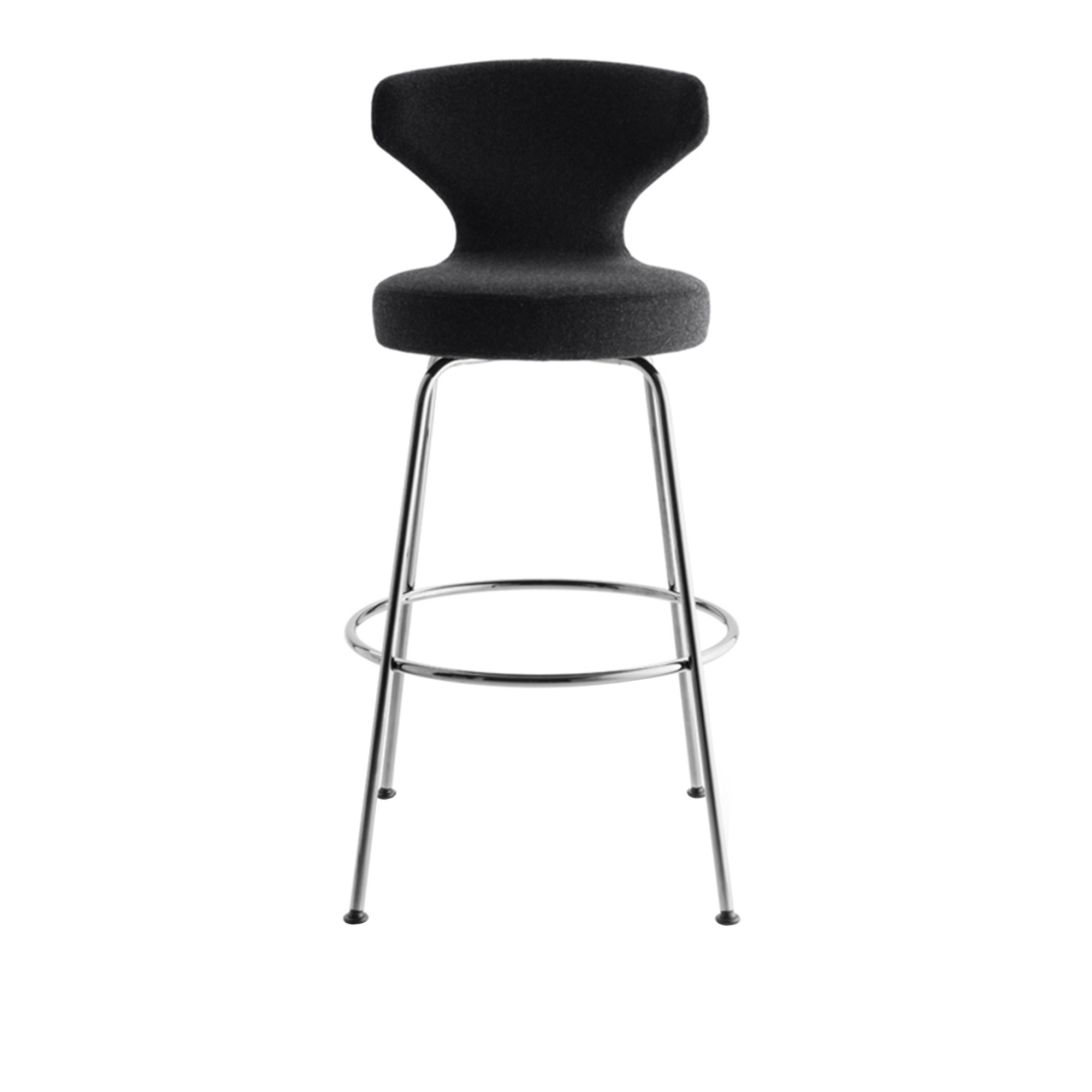 B&B Italia - Papilio High Stool, H 103, Leather Upholstery, Black Chromed Legs, Leather Cat. Gamma Gamma 1226141 - Barstolar & barpallar - Naoto Fukasawa - Grå - Läder/Metall/Plast