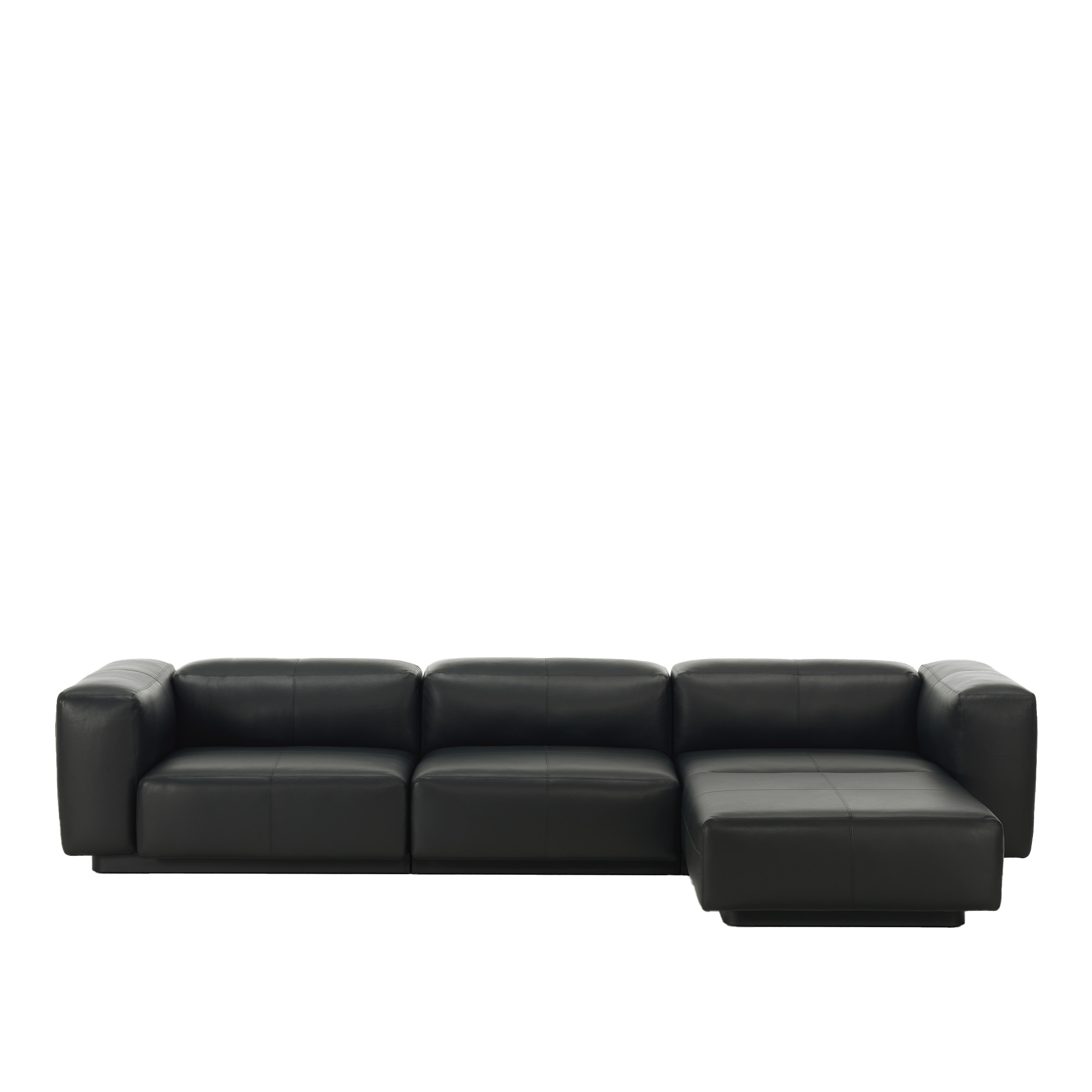 Vitra - Soft Modular Sofa - Divan 3-sits, Divan - Höger, Läder: Kat. L20 - Leather - 66 - Soffor - Jasper Morrison - Svart | Möbler - Soffor Och Dagbäddar - Soffor | Möbelexperten