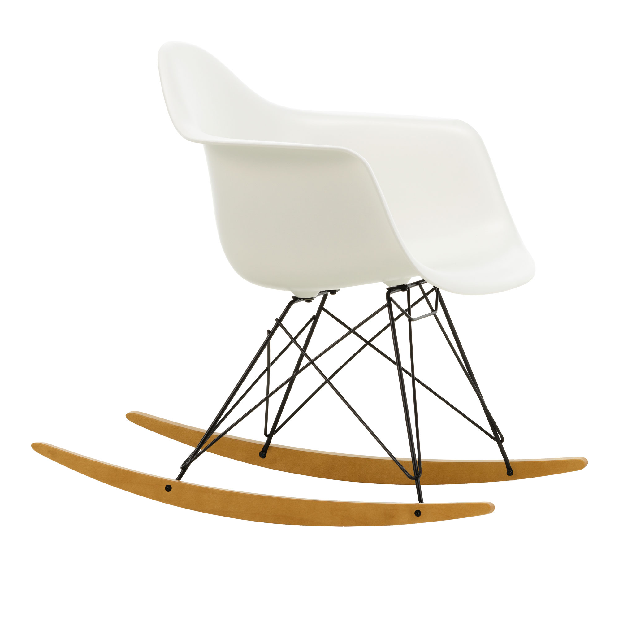 Vitra - Eames Plastic Armchair RAR - 04 White - Basic Dark Base - Golden Maple - Matstolar - Charles & Ray Eames - Vit - Metall/Trä/Plast