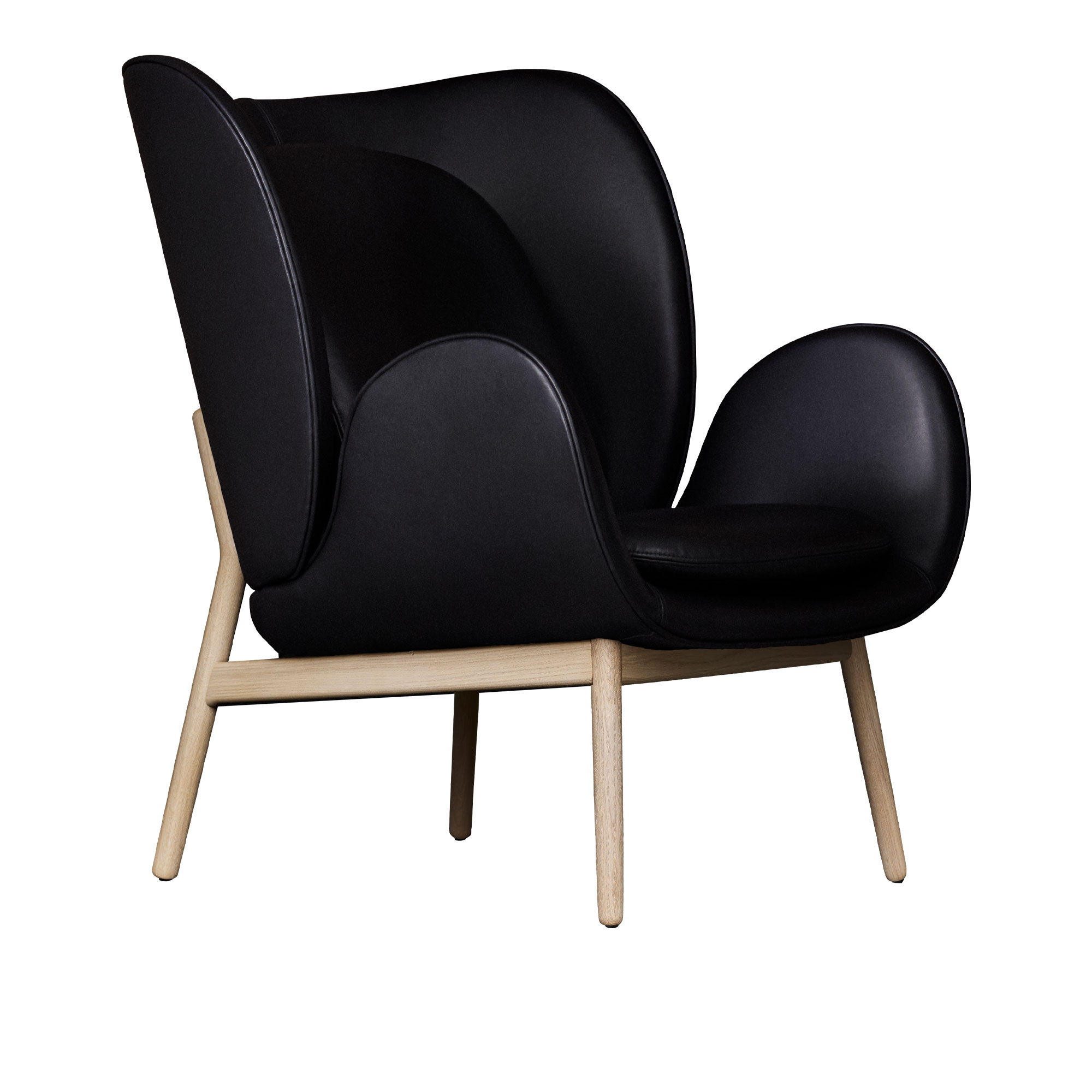 Fogia - Embrace Fåtölj, Lackerad ek , Läder Elmosoft - Fåtöljer - Norm Architects - Svart - Läder/Trä