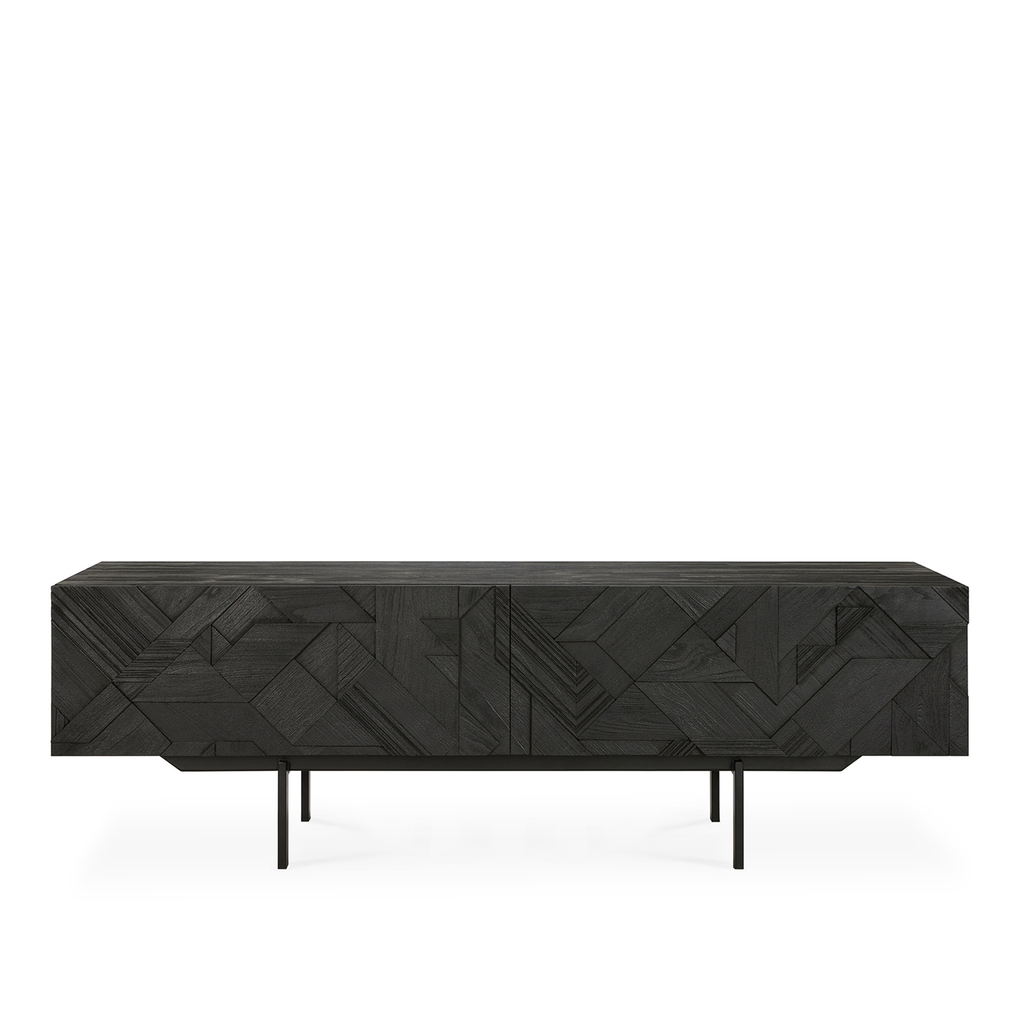 Ethnicraft - Graphic TV Cupboard 160 Teak Black - TV-bänkar - Alain Van Havre - Svart - Metall/Trä | Möbler - Förvaring Och Hyllor - Tv-bänkar | Möbelexperten