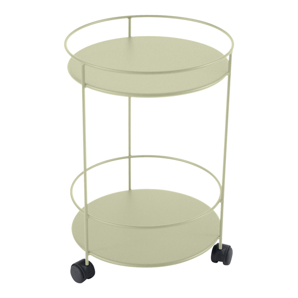Fermob - Guinguette Side Wheeled Table With Solid Double Top Willow Green 65 - Småbord & Sidobord utomhus - Grön - Metall