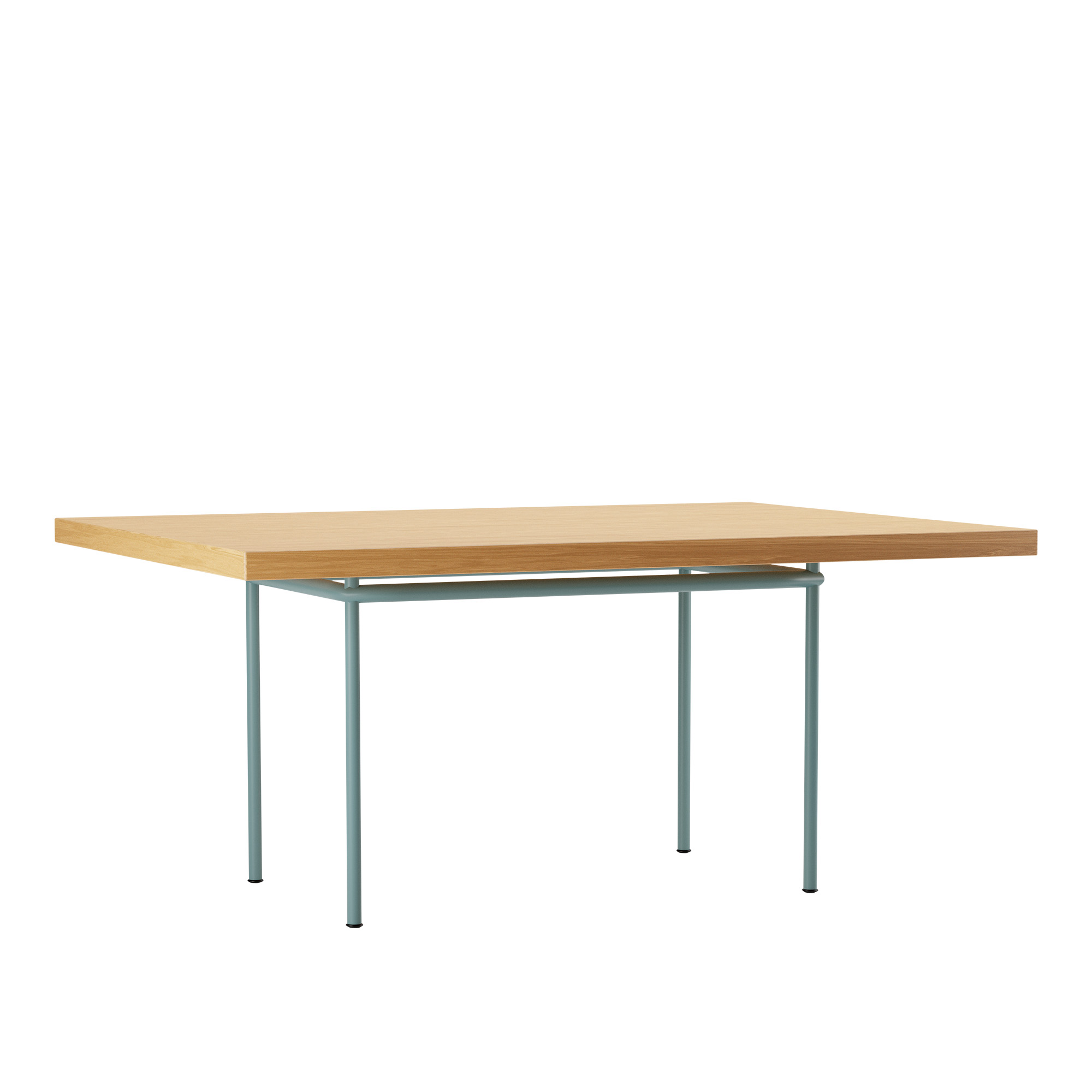 Cassina - LC12 La Roche Table, Light Blue Enamel Steel Base - Matbord - designer_le_corbusier,designer_pierre_jeanneret - Träfärgad,Blå - Metall/Trä