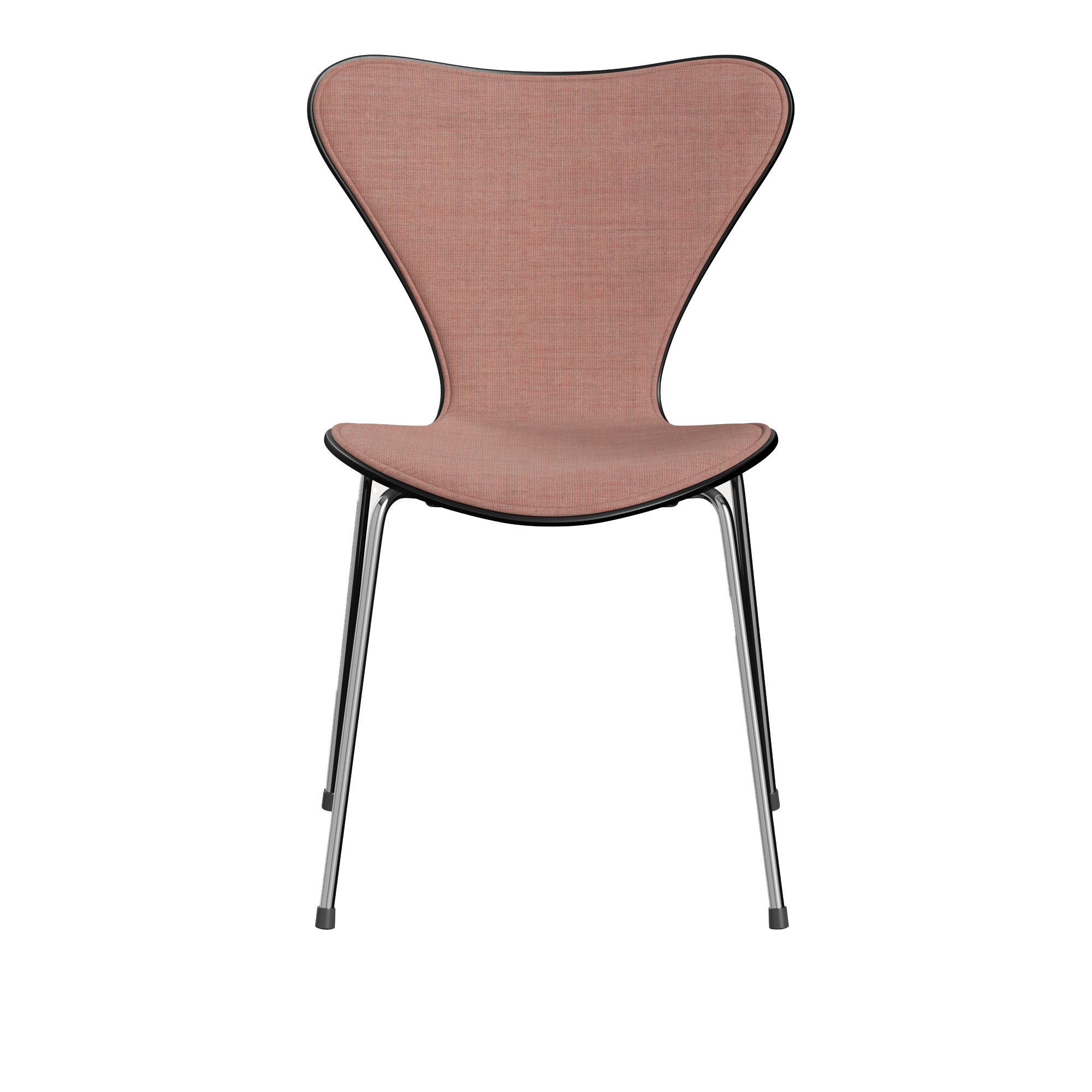 Fritz Hansen - 3107 Sjuan - Framsidesklädd, Black, Tyg, Canvas 614 - Matstolar - designer_arne_jacobsen - Rosa - Metall/Trä/Textilmaterial