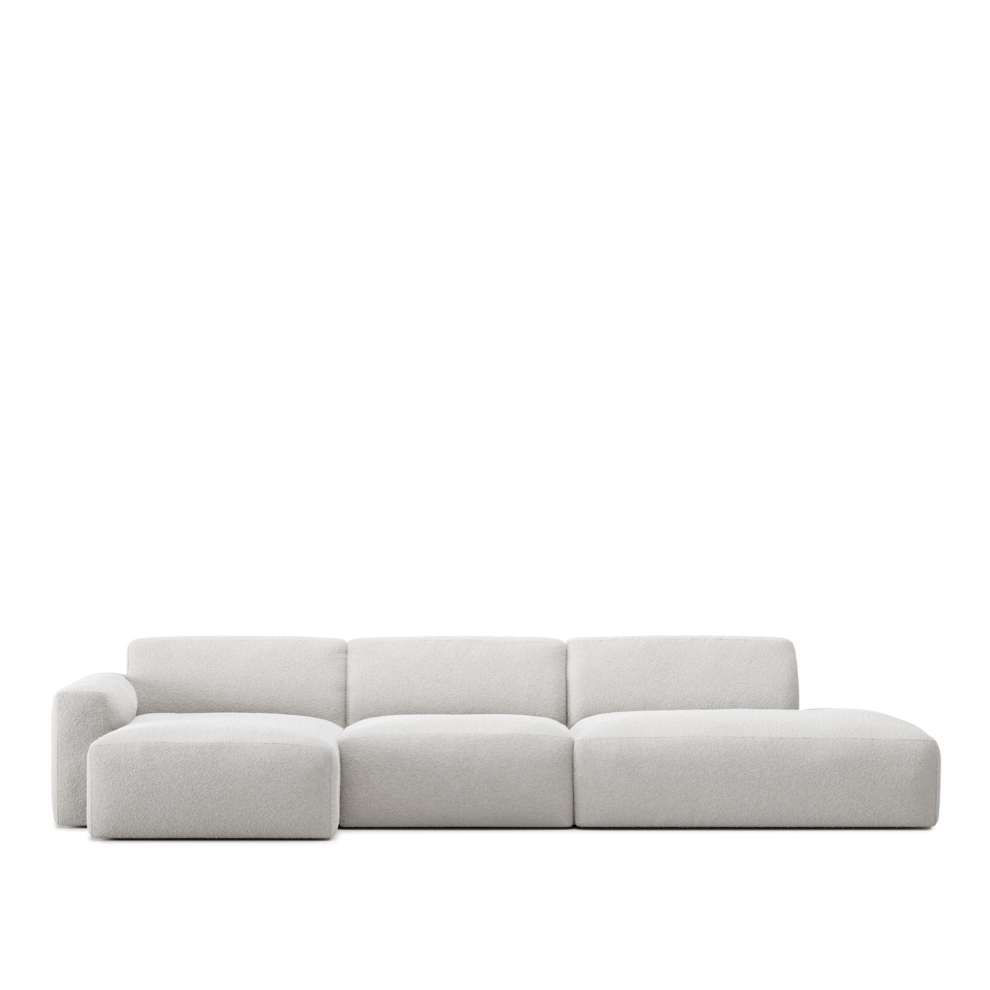 no ga - brick 3-seater chaise lounge open end right med avtagbar klädsel – ascot white - soffor - vit