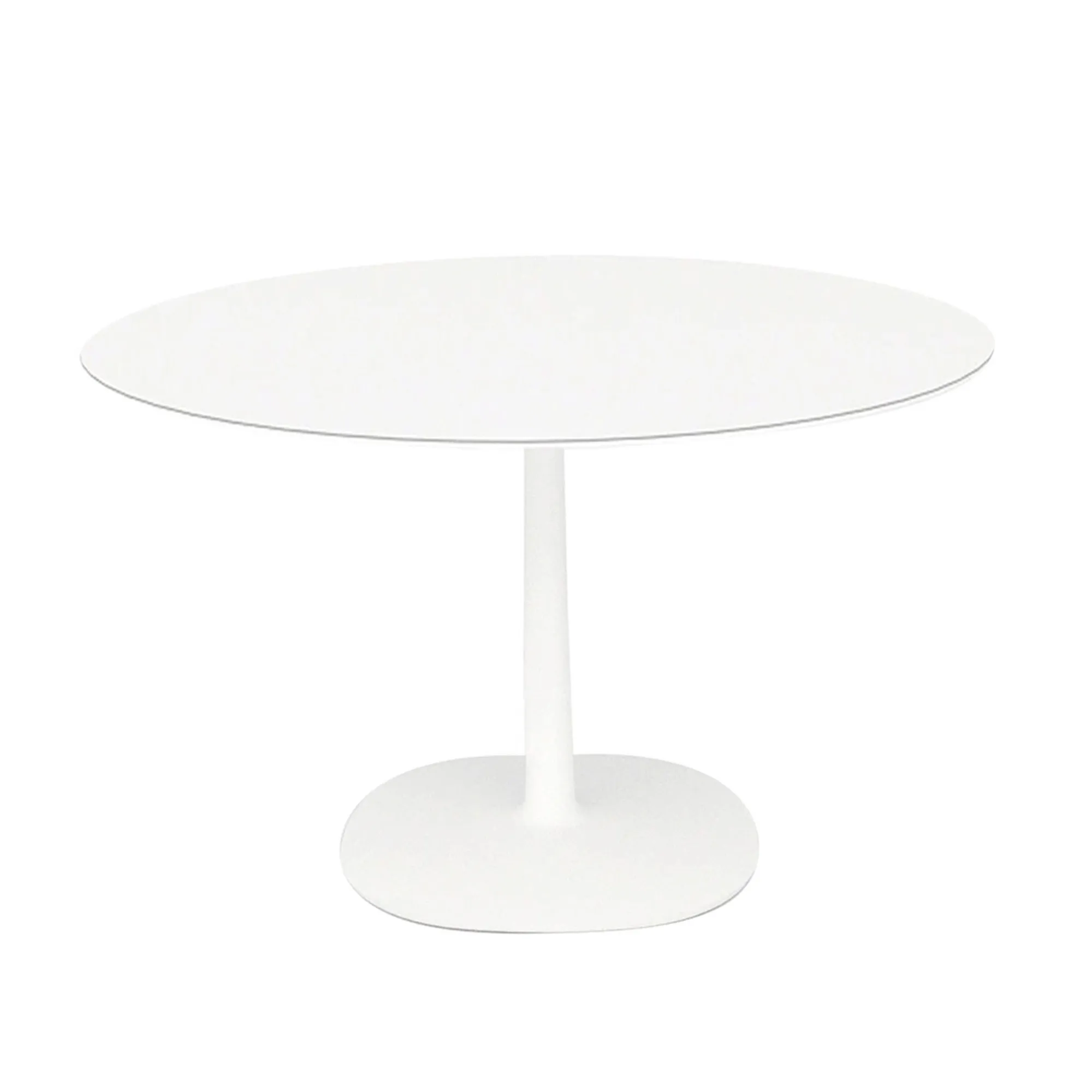Multiplo 4137 table round Ø135 with large square base and white glass top