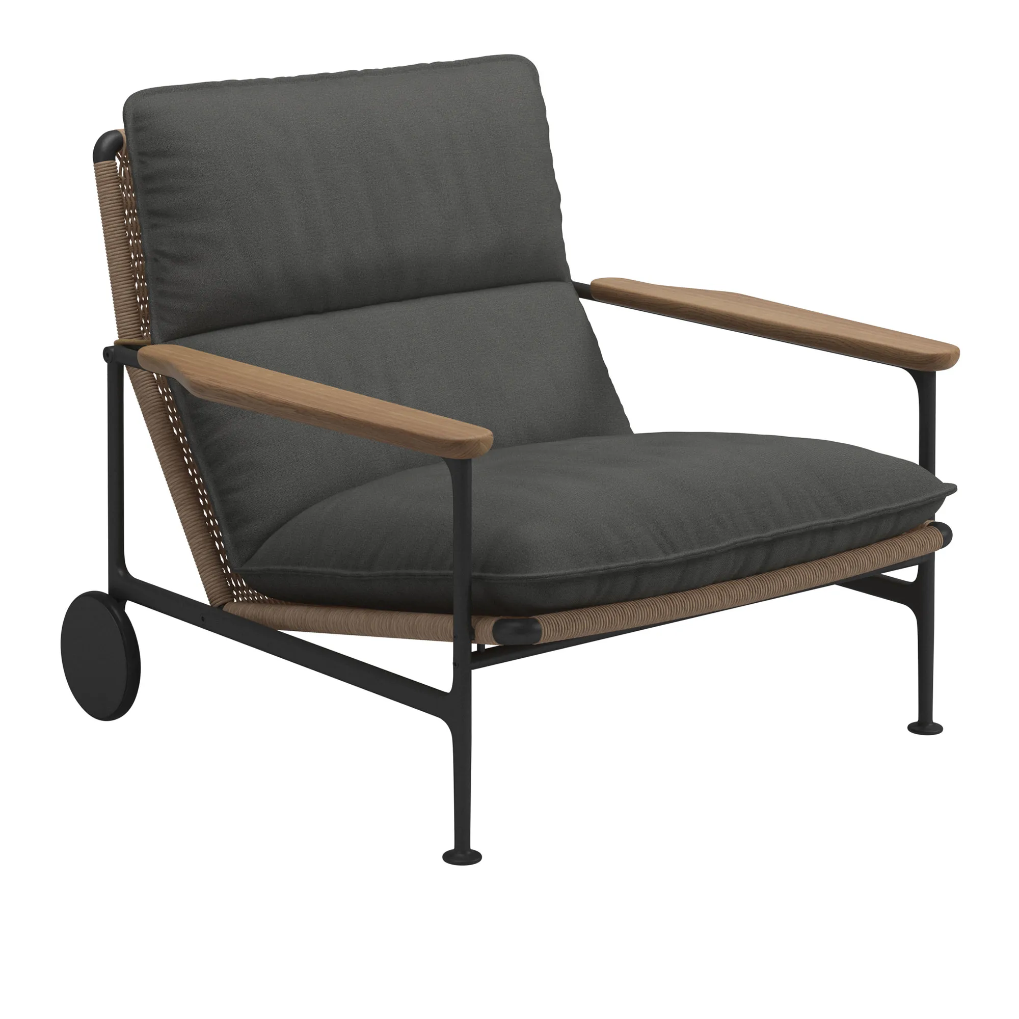 Zenith Lounge Chair with Teak Arms - Meteor