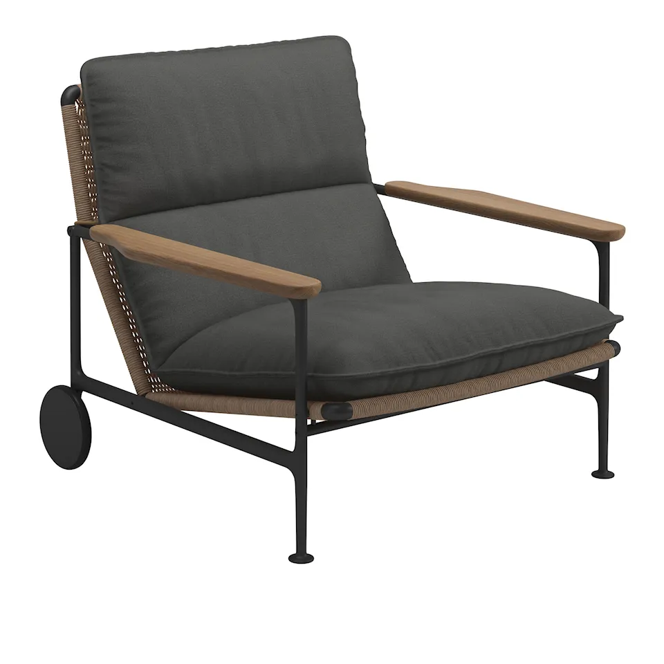 Zenith Lounge Chair with Teak Arms - Meteor