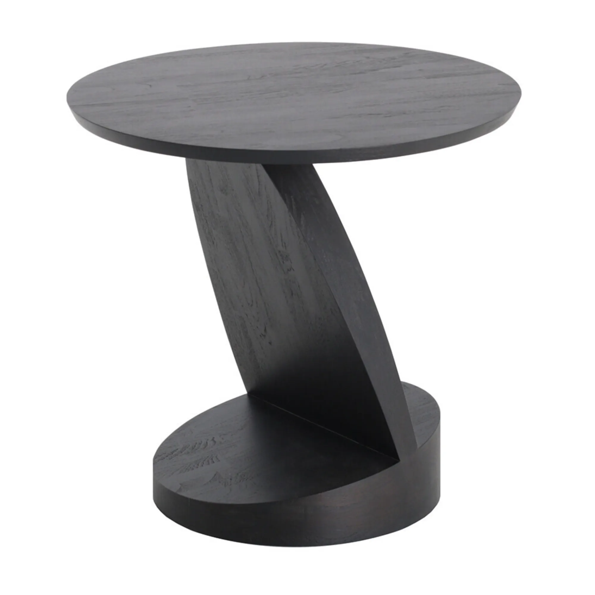 Teak Oblic Black Side Table